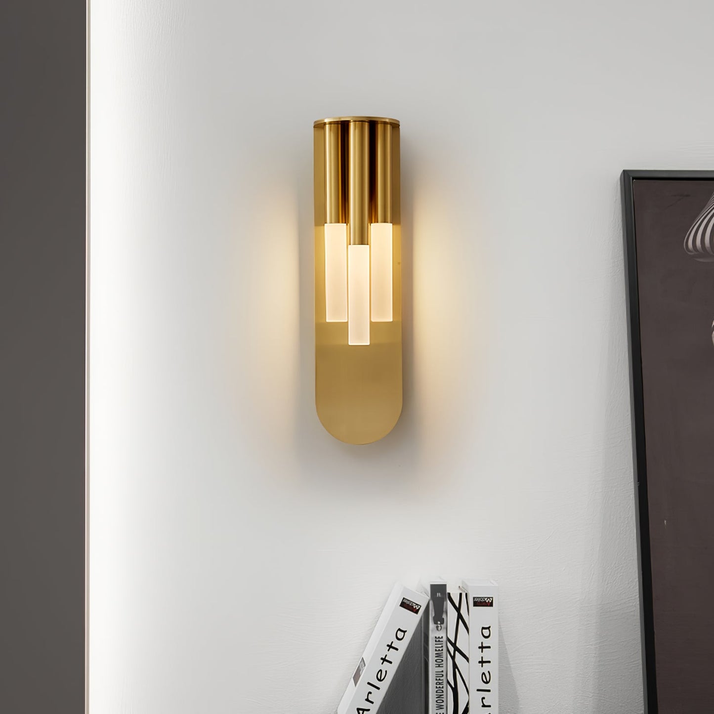 Rousseau Wall Lamp | Frosted Glass & Brass Accents | Gold or Black
