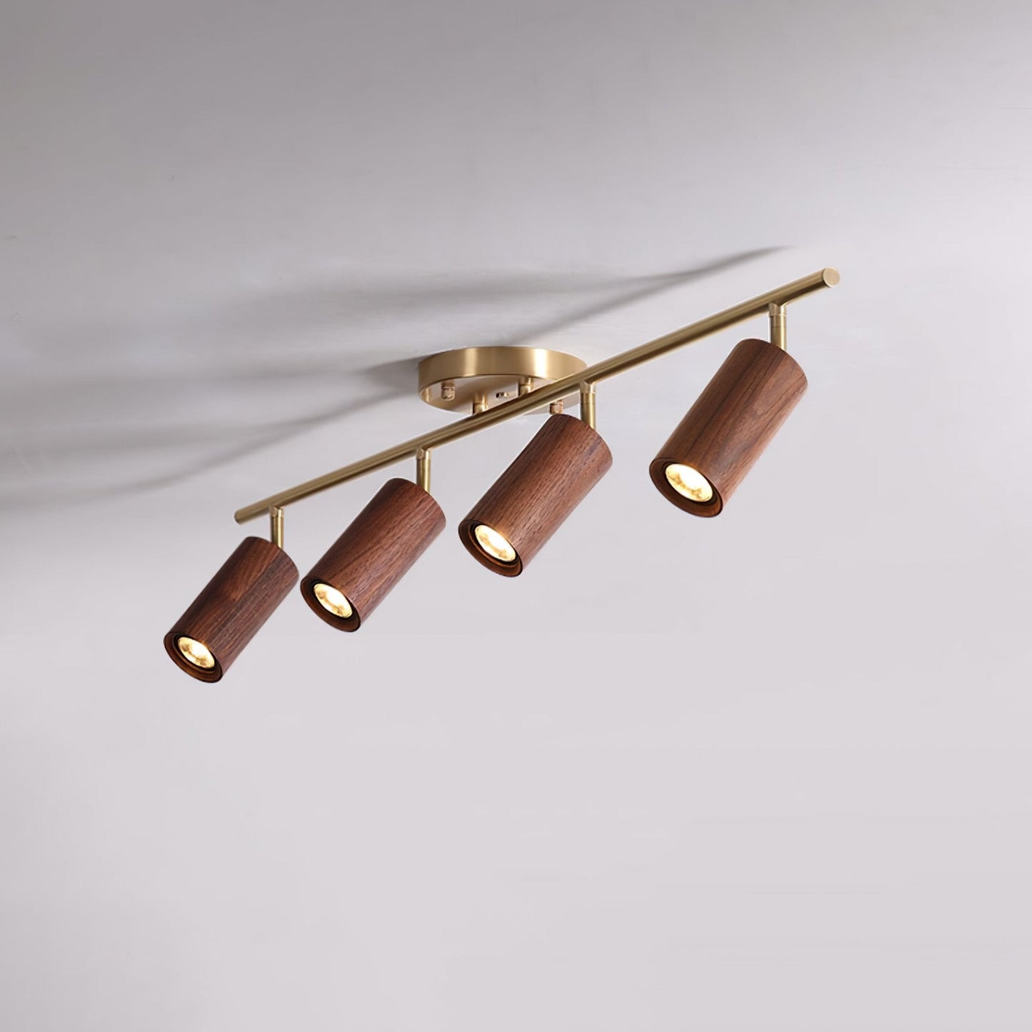 Rowan Ceiling Light | Wooden Finish & Gold Frame | Multiple Heads Available