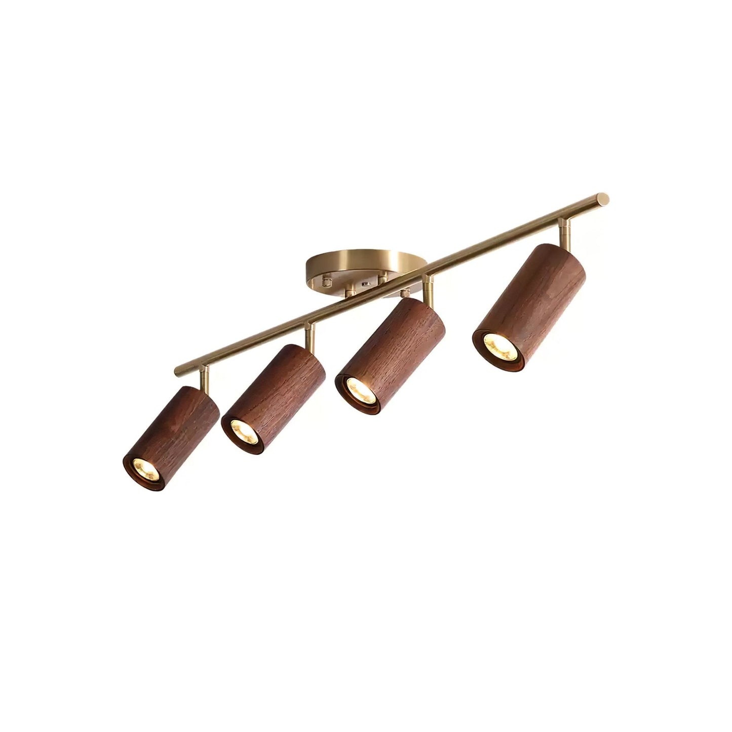 Rowan Ceiling Light | Wooden Finish & Gold Frame | Multiple Heads Available