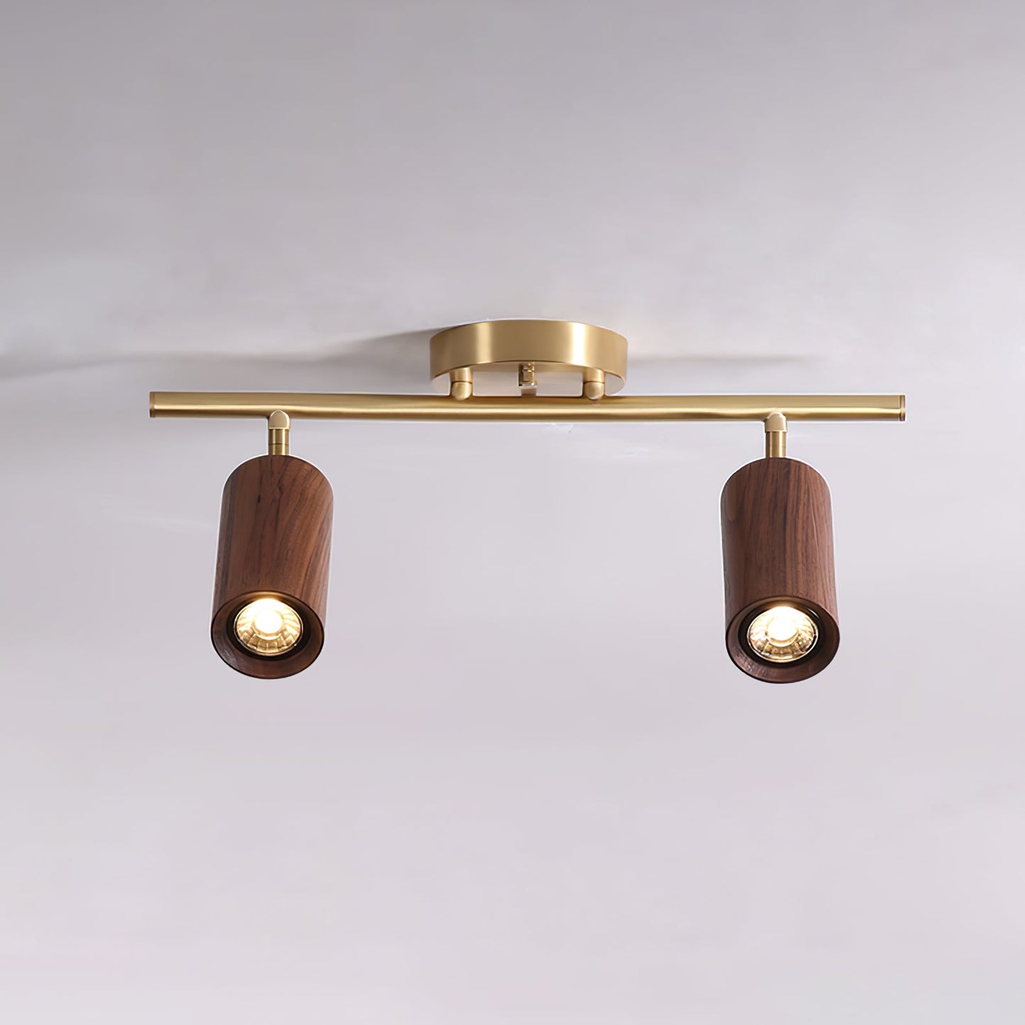 Rowan Ceiling Light | Wooden Finish & Gold Frame | Multiple Heads Available