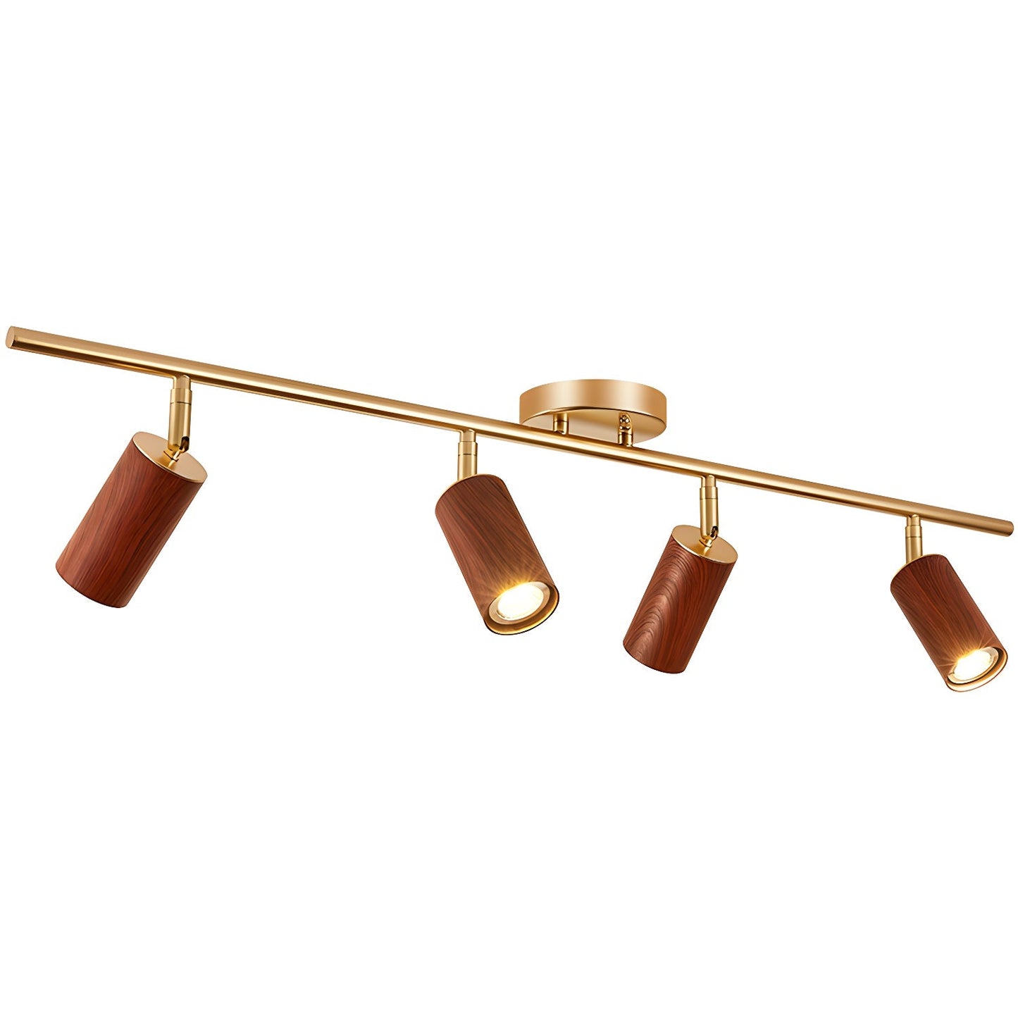 Rowan Ceiling Light | Wooden Finish & Gold Frame | Multiple Heads Available