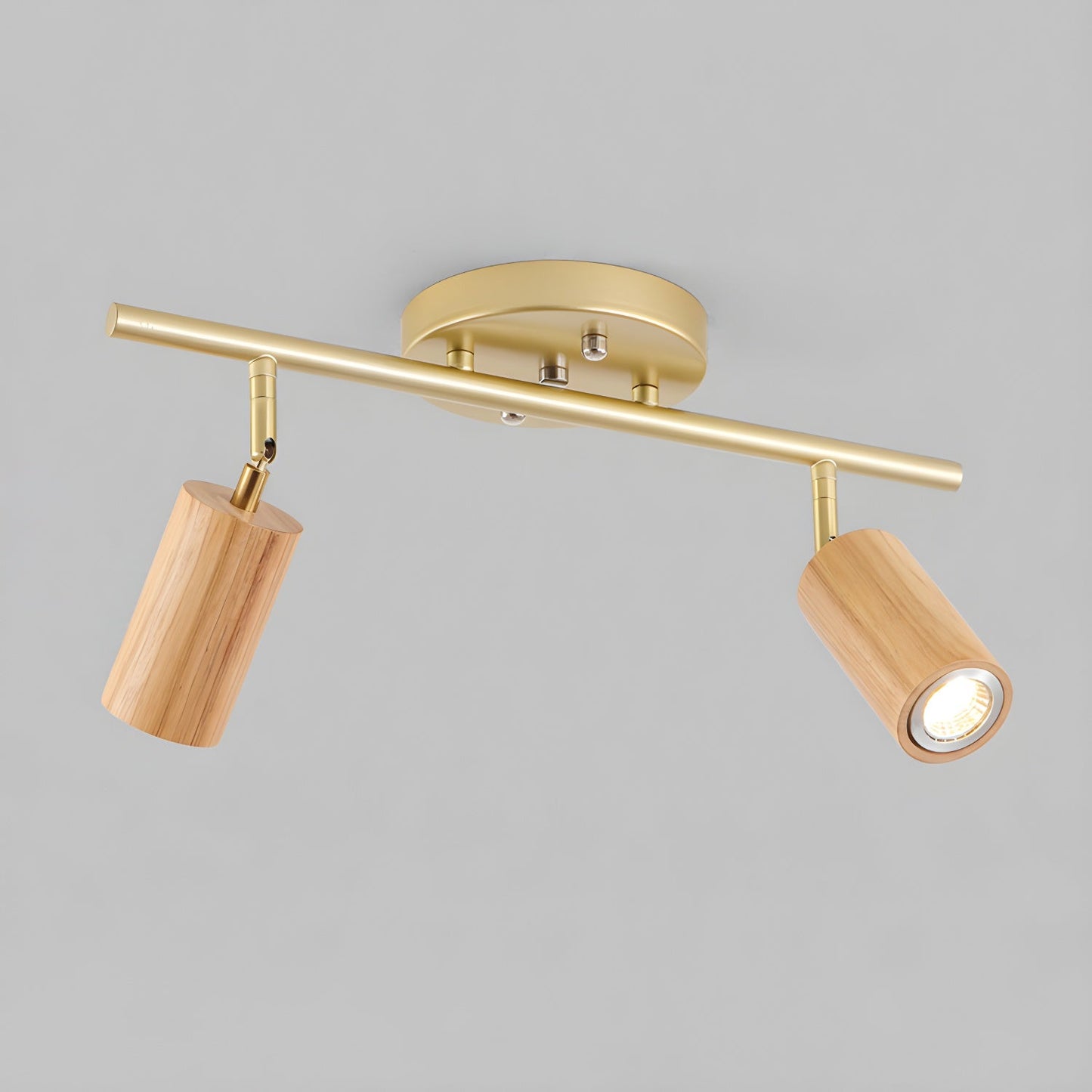 Rowan Ceiling Light | Wooden Finish & Gold Frame | Multiple Heads Available