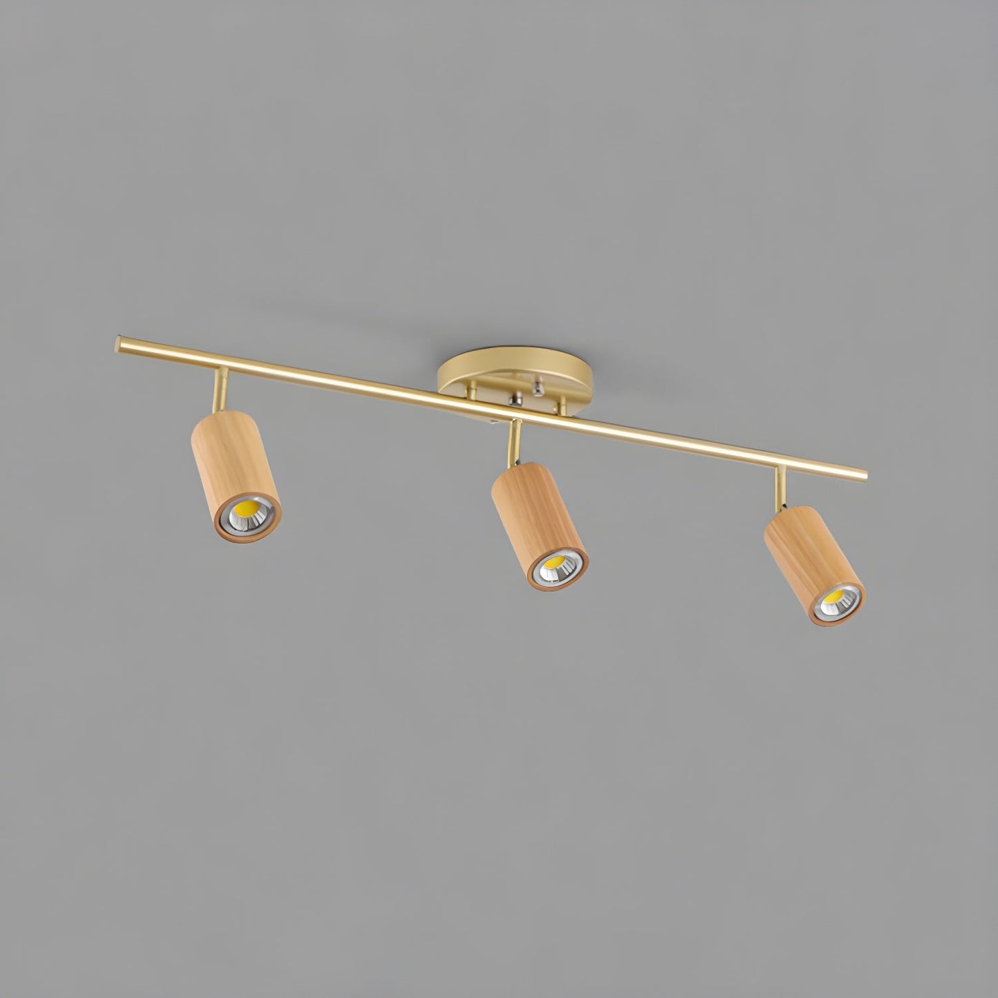Rowan Ceiling Light | Wooden Finish & Gold Frame | Multiple Heads Available