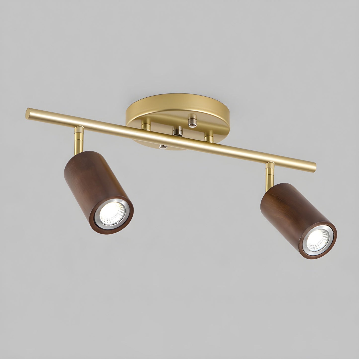 Rowan Ceiling Light | Wooden Finish & Gold Frame | Multiple Heads Available