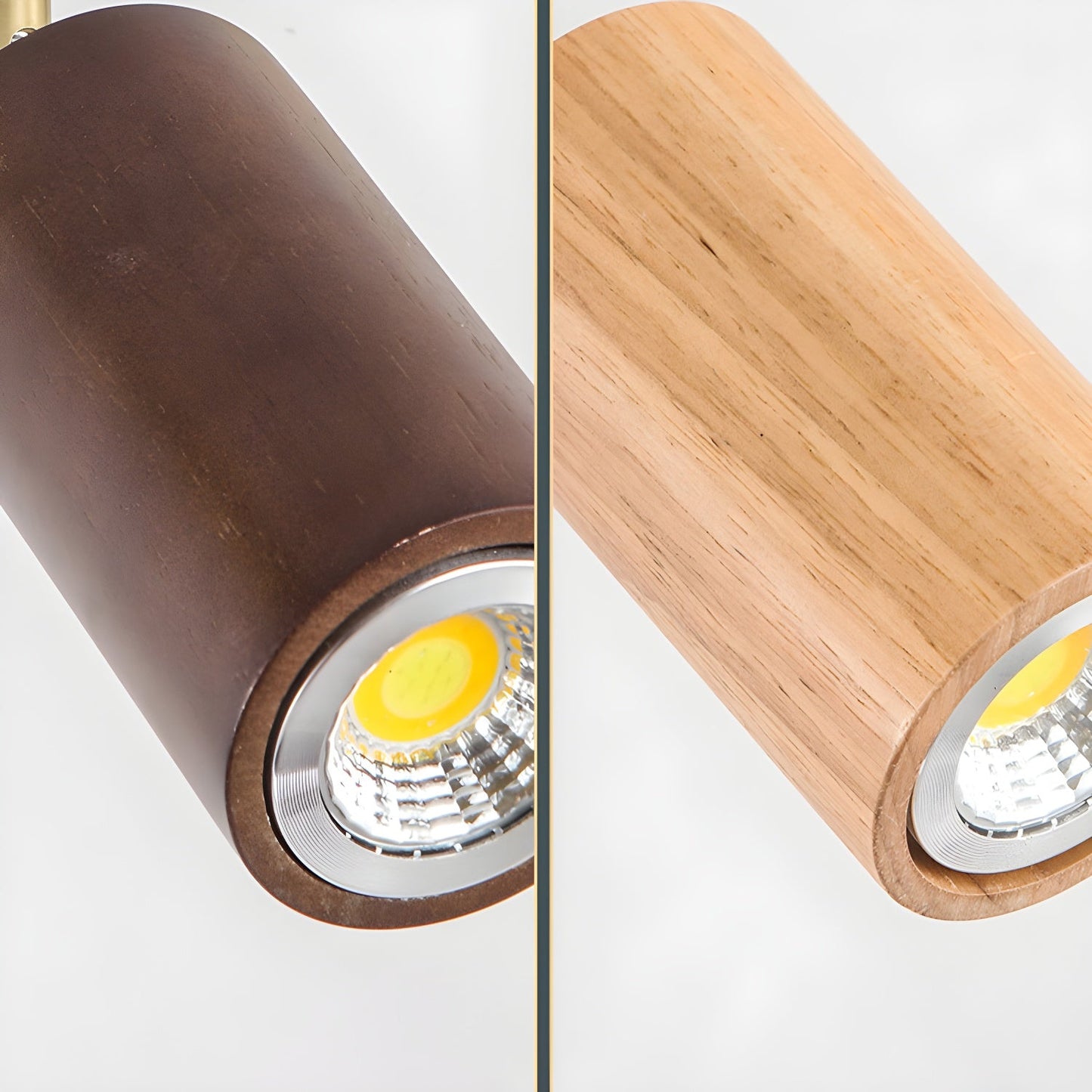 Rowan Ceiling Light | Wooden Finish & Gold Frame | Multiple Heads Available