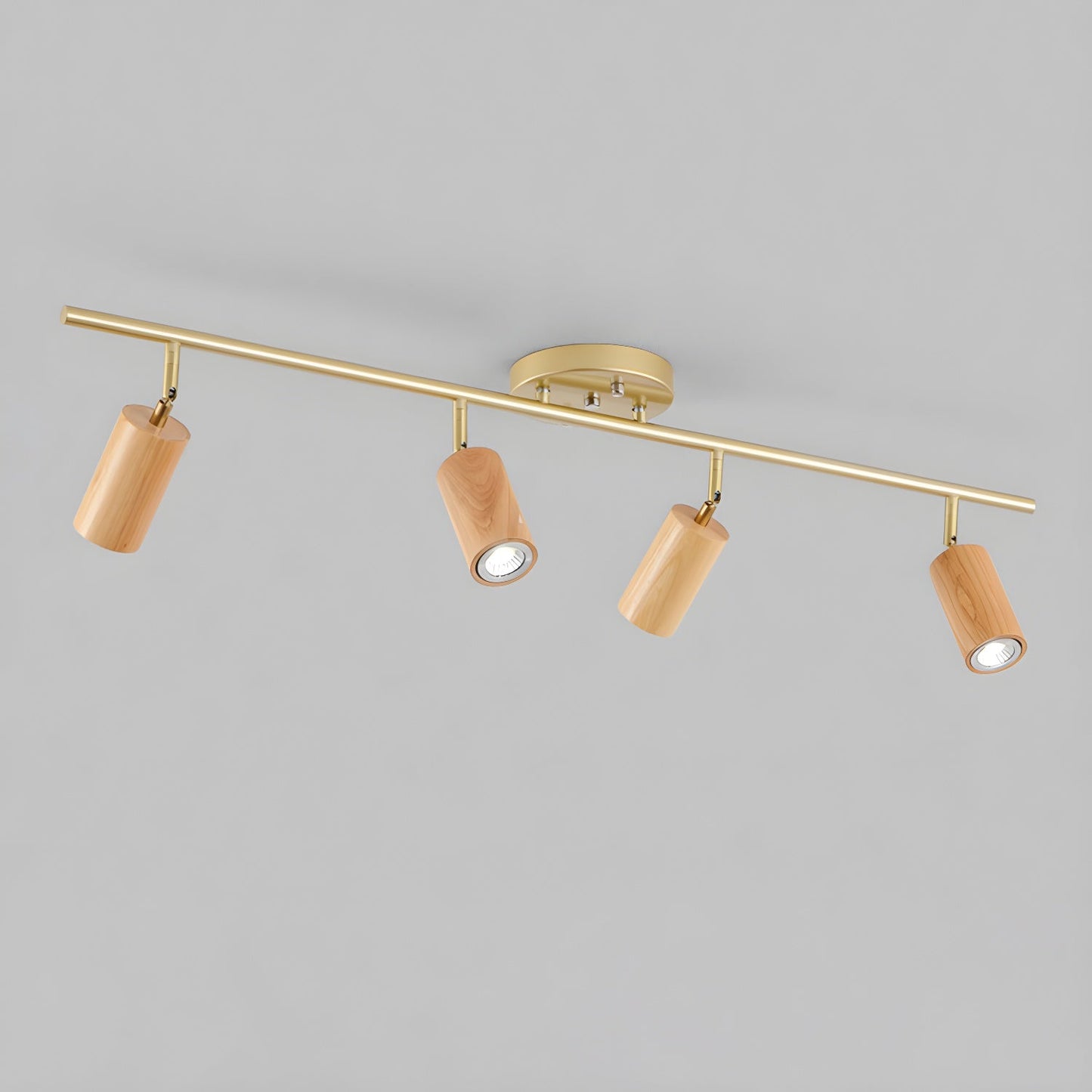 Rowan Ceiling Light | Wooden Finish & Gold Frame | Multiple Heads Available