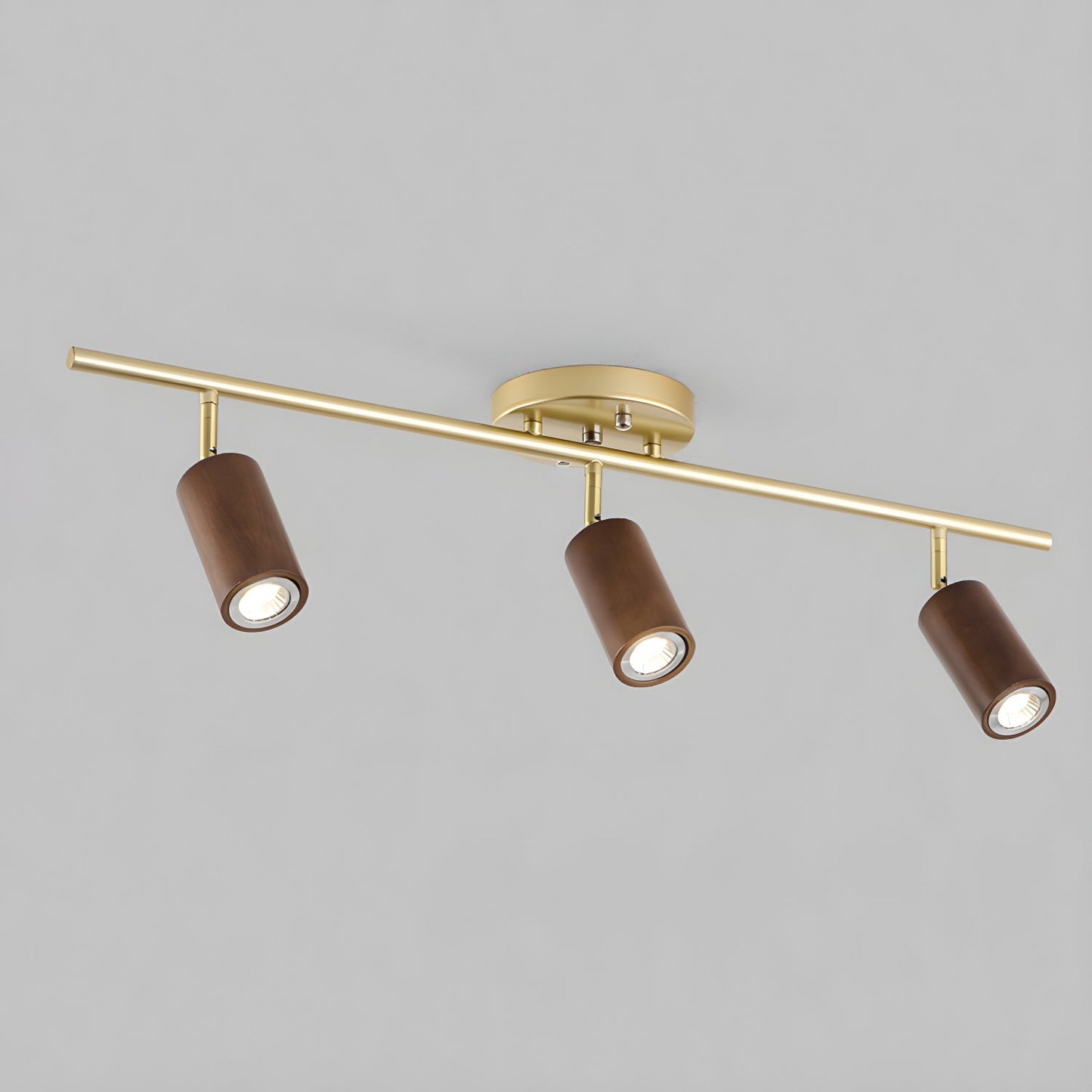 Rowan Ceiling Light | Wooden Finish & Gold Frame | Multiple Heads Available