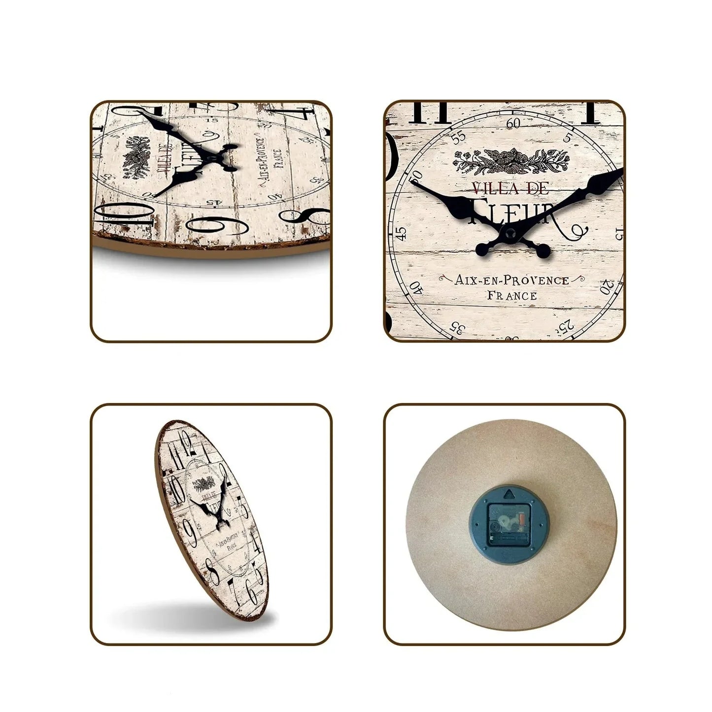 Horloge Murale | Bois Vintage | Silencieuse