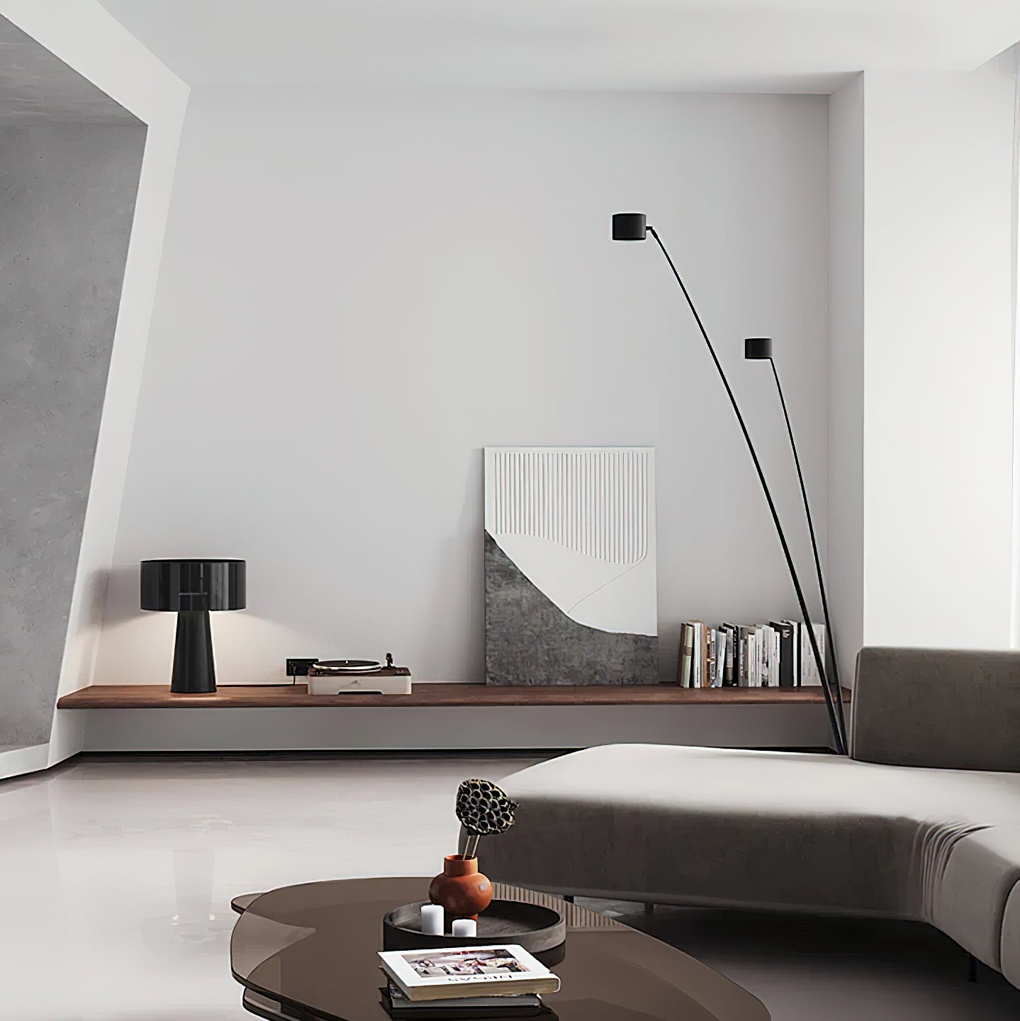 Sampei Floor Lamp | Carbon Fiber & Metal | Black, 200cm
