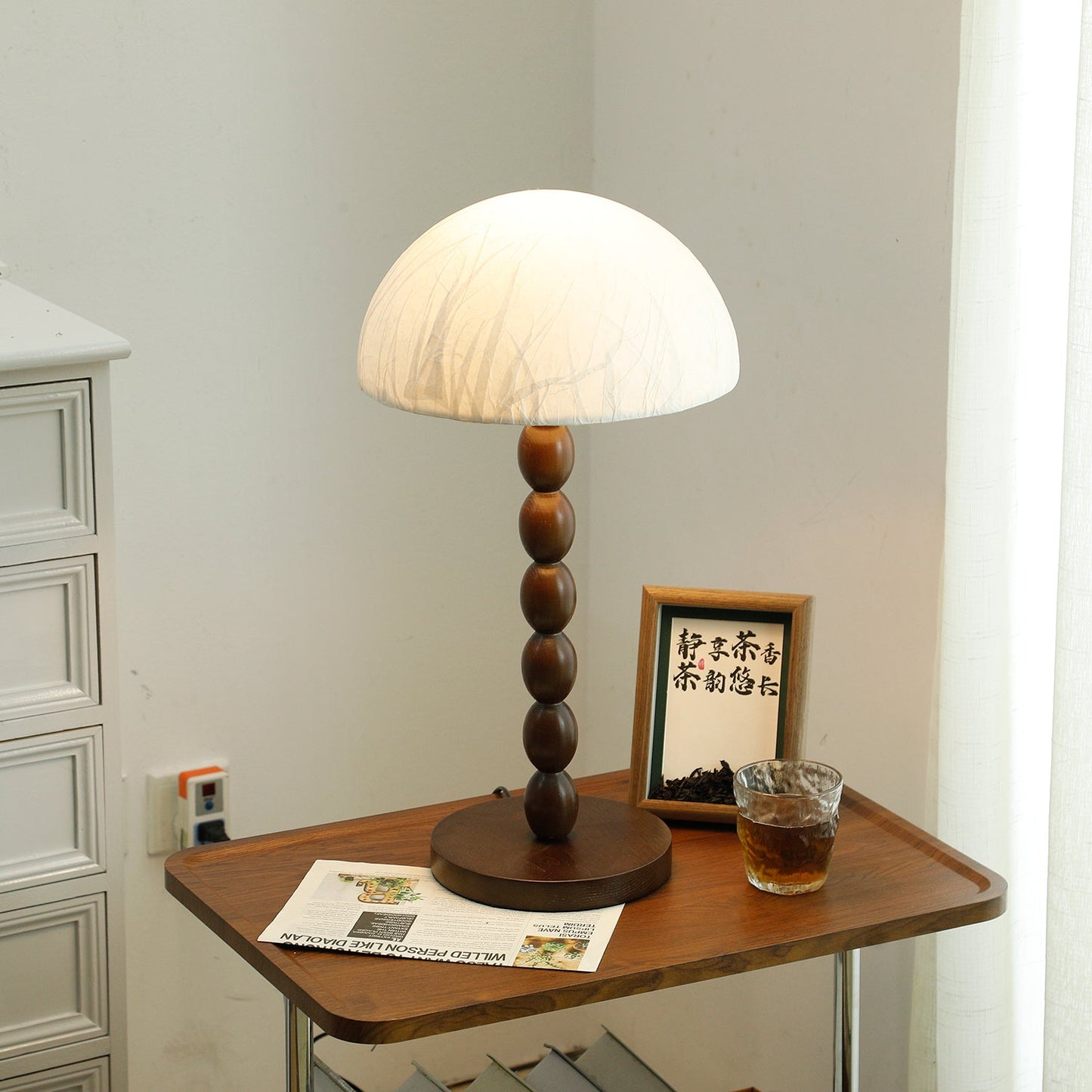 Satori Table Lamp | Wooden & Rice Paper | Walnut & White
