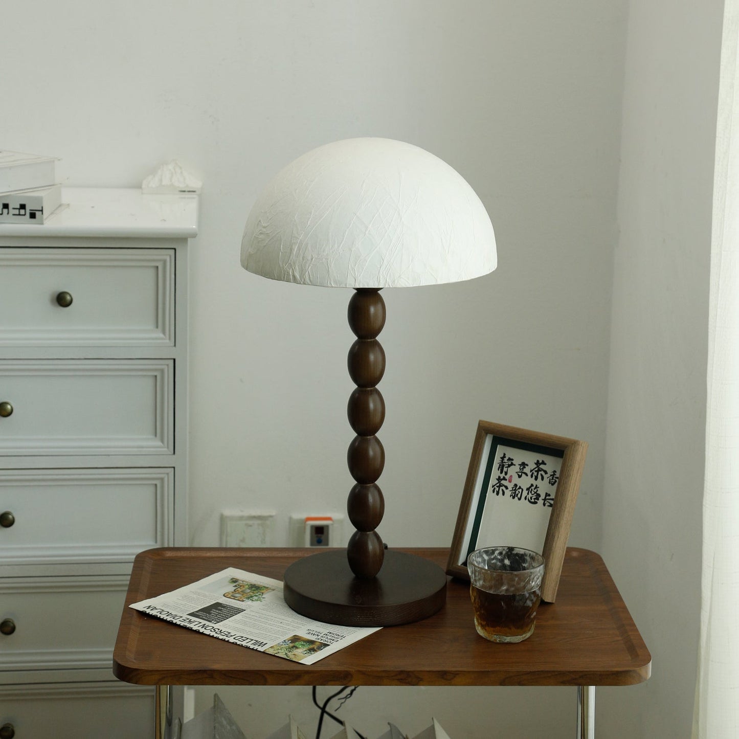 Satori Table Lamp | Wooden & Rice Paper | Walnut & White