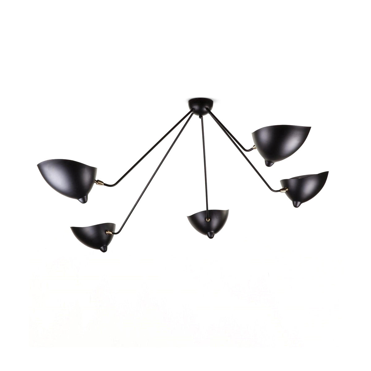Serge Mouille Three-Arm Ceiling Lamp | Lacquered Aluminum & Steel | White or Black