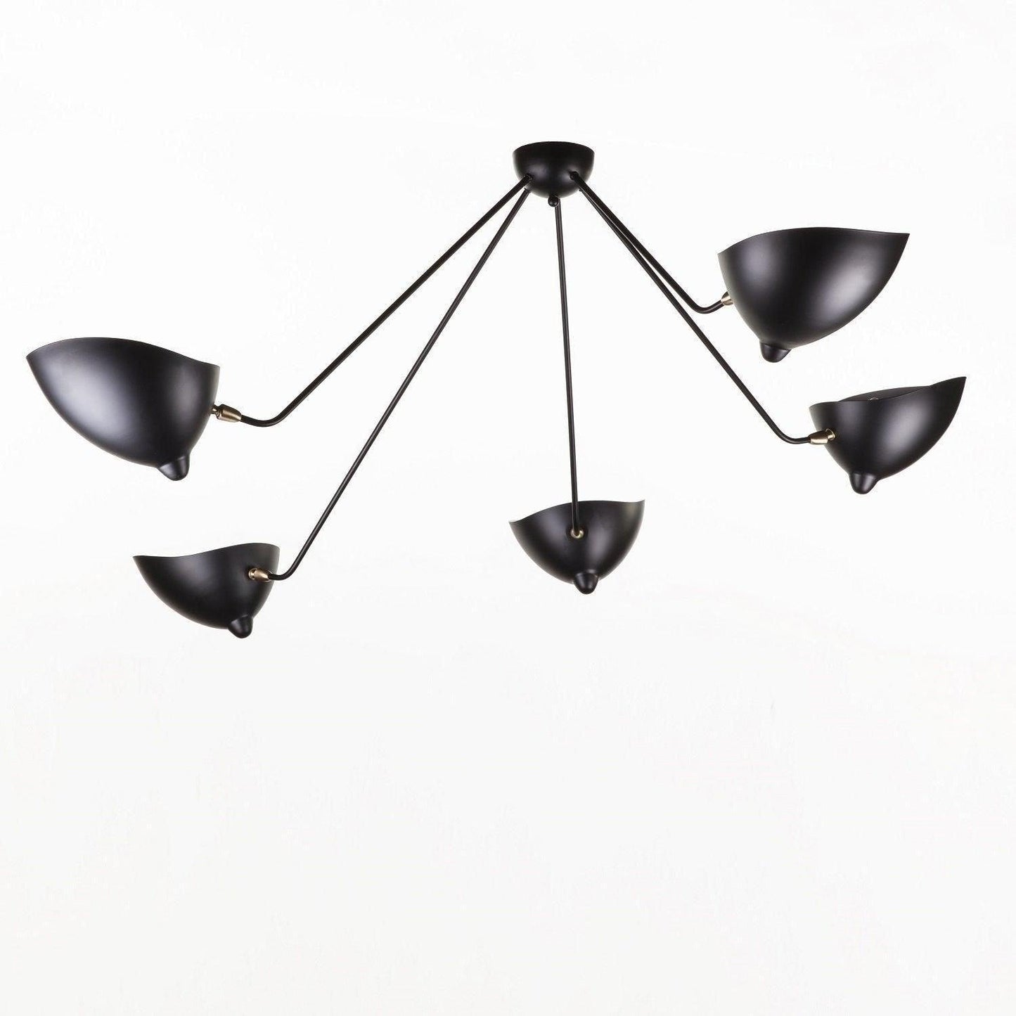 Serge Mouille Three-Arm Ceiling Lamp | Lacquered Aluminum & Steel | White or Black