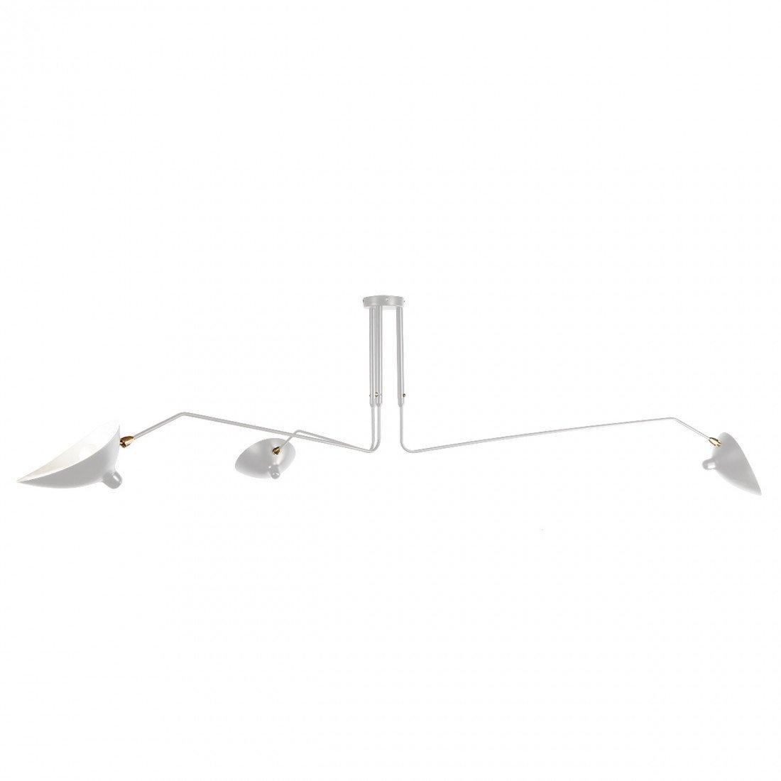 Serge Mouille Ceiling Light | Lacquered Aluminum & Steel | 3-Head Design White/Black