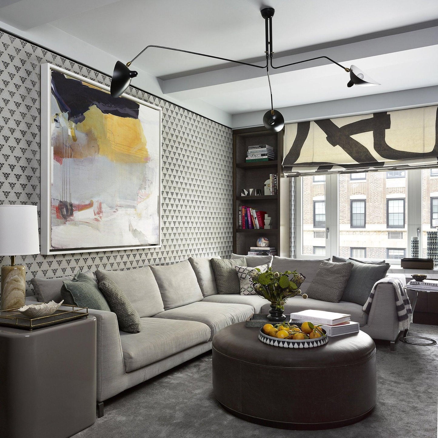 Serge Mouille Ceiling Light | Lacquered Aluminum & Steel | 3-Head Design White/Black