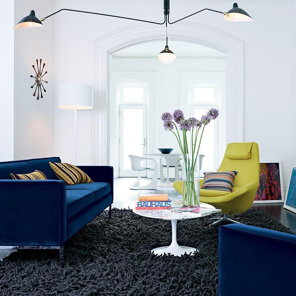 Serge Mouille Ceiling Light | Lacquered Aluminum & Steel | 3-Head Design White/Black