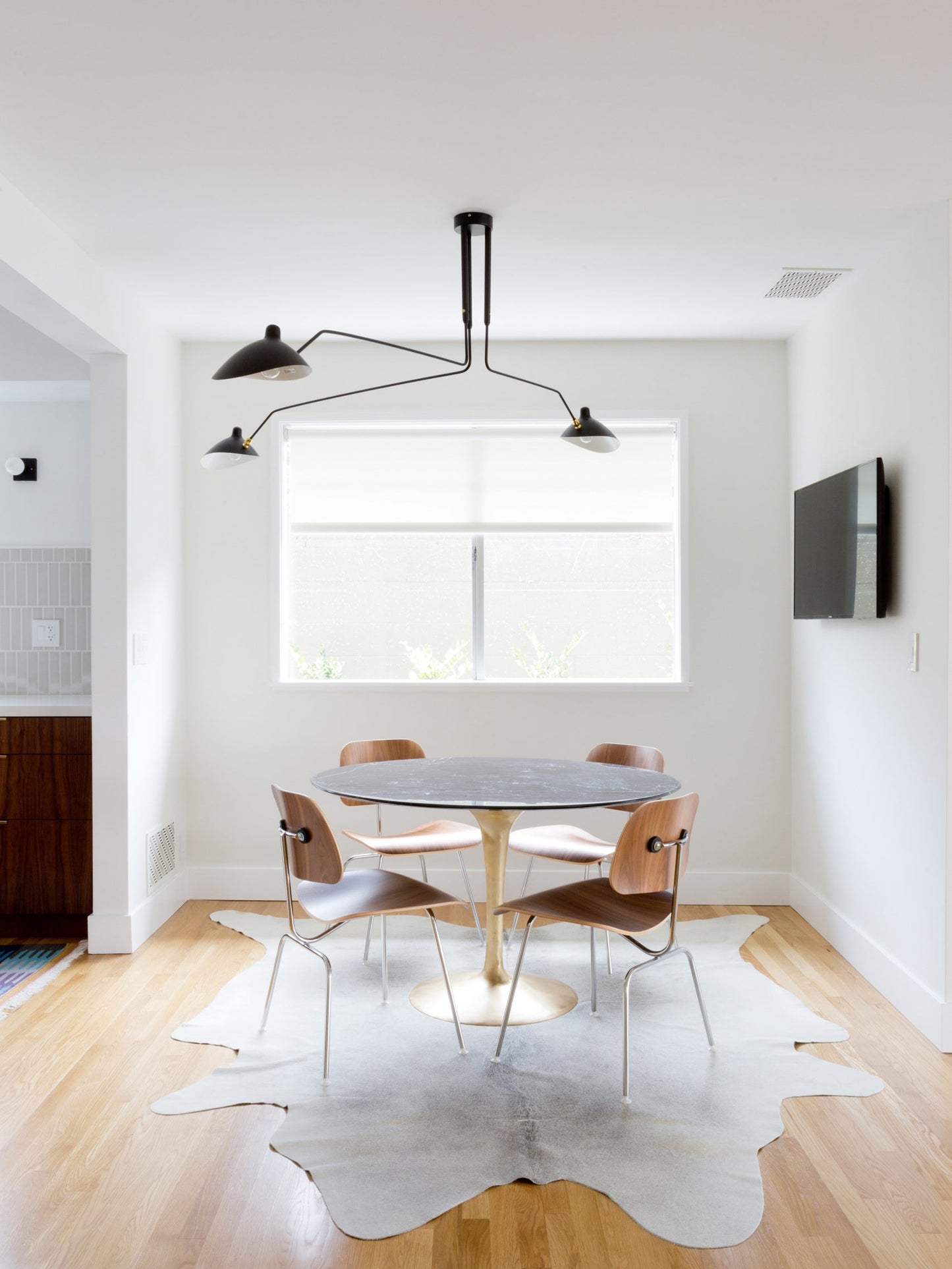 Serge Mouille Ceiling Light | Lacquered Aluminum & Steel | 3-Head Design White/Black