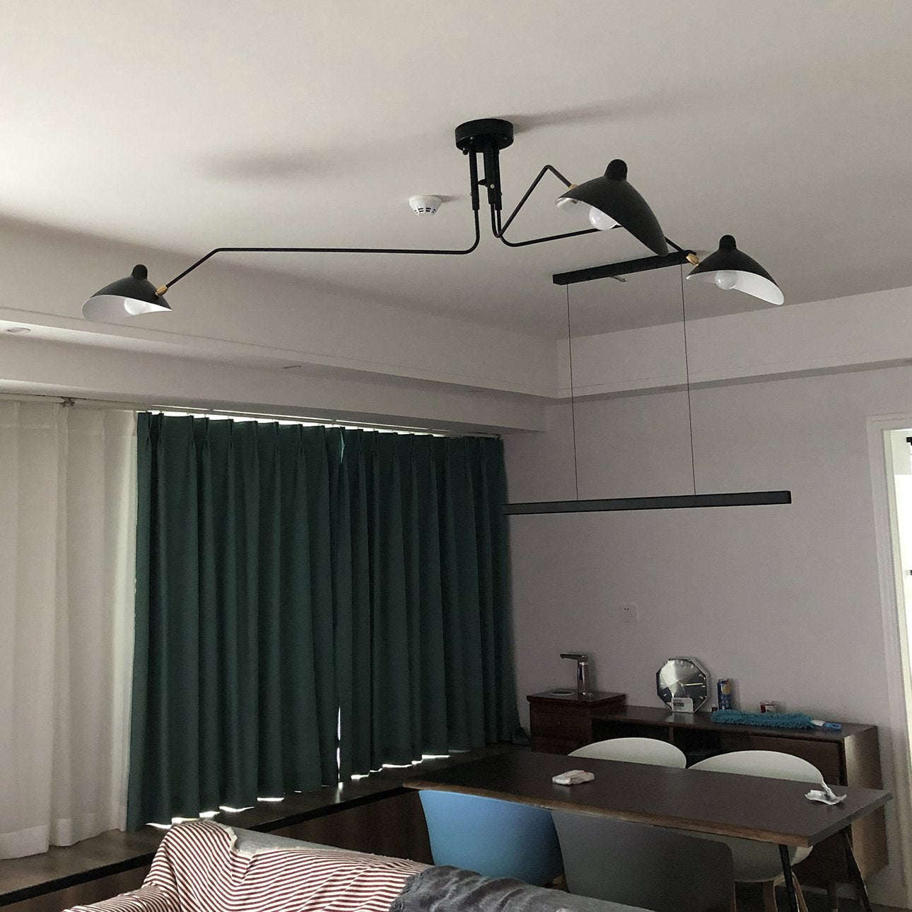 Serge Mouille Ceiling Light | Lacquered Aluminum & Steel | 3-Head Design White/Black