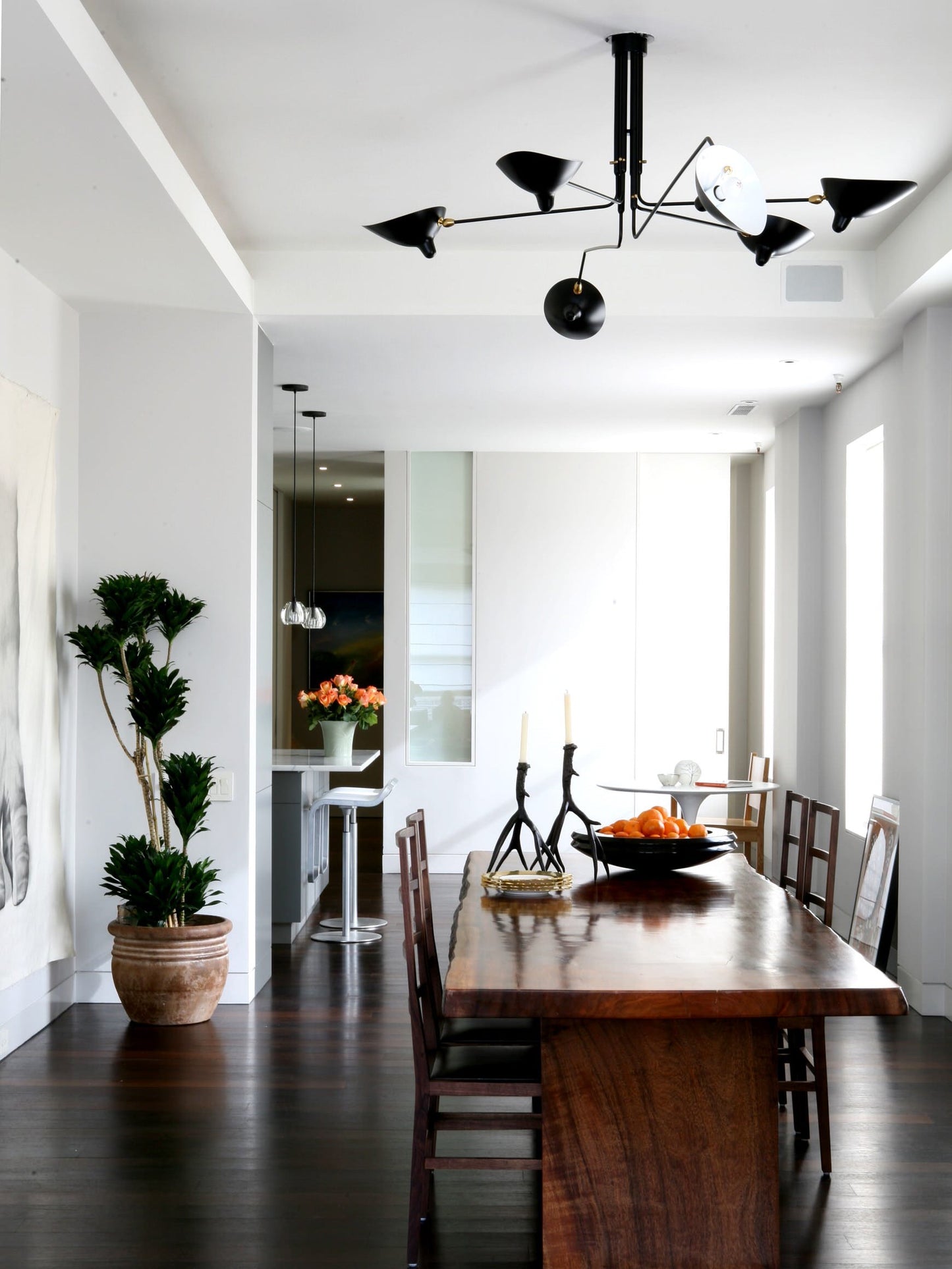 Serge Mouille Ceiling Light | Lacquered Aluminum & Steel | 3-Head Design White/Black