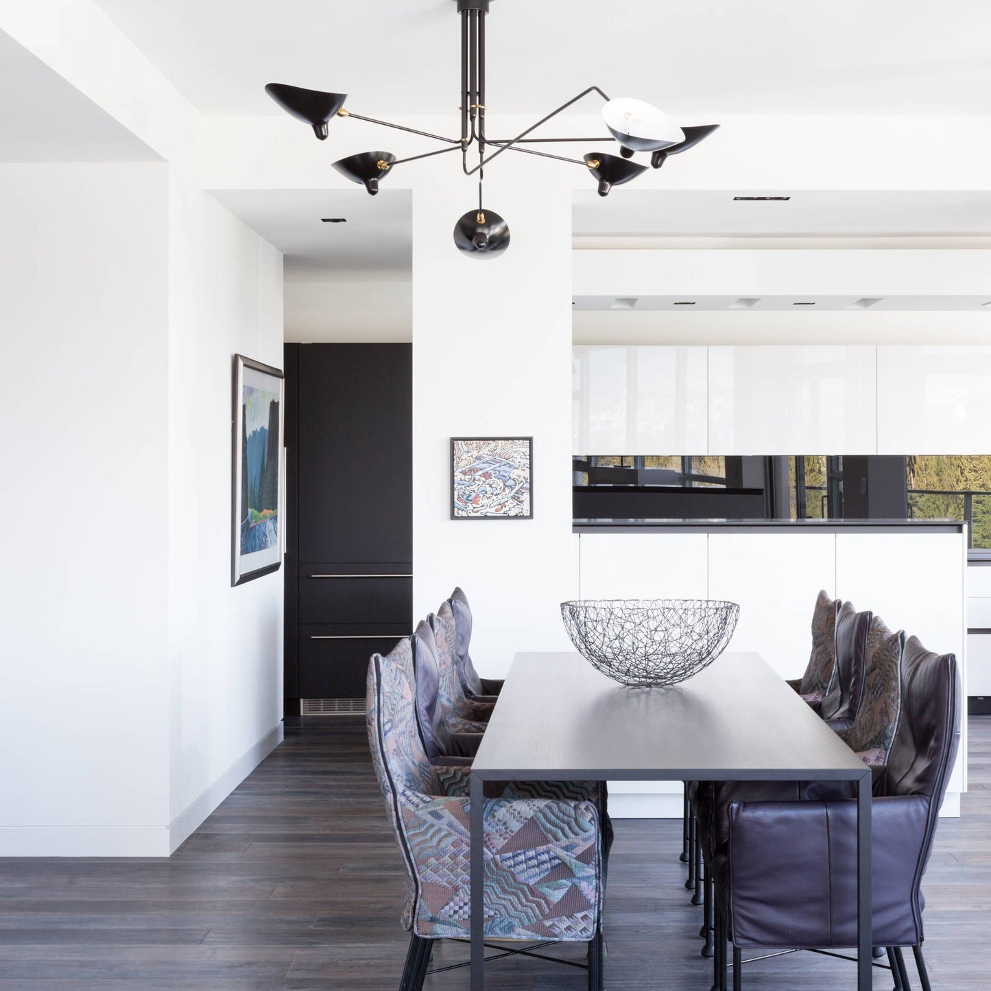 Serge Mouille Ceiling Light | Lacquered Aluminum & Steel | 3-Head Design White/Black