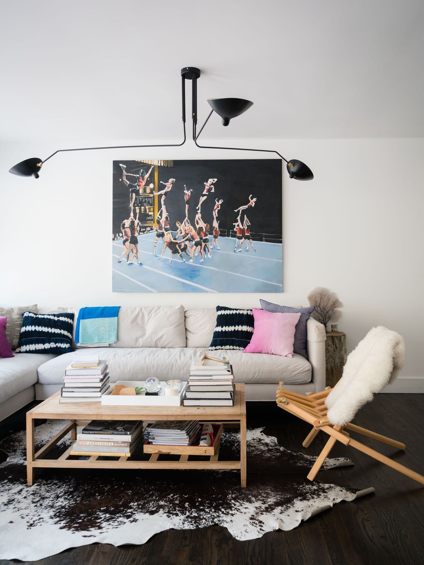 Serge Mouille Ceiling Light | Lacquered Aluminum & Steel | 3-Head Design White/Black