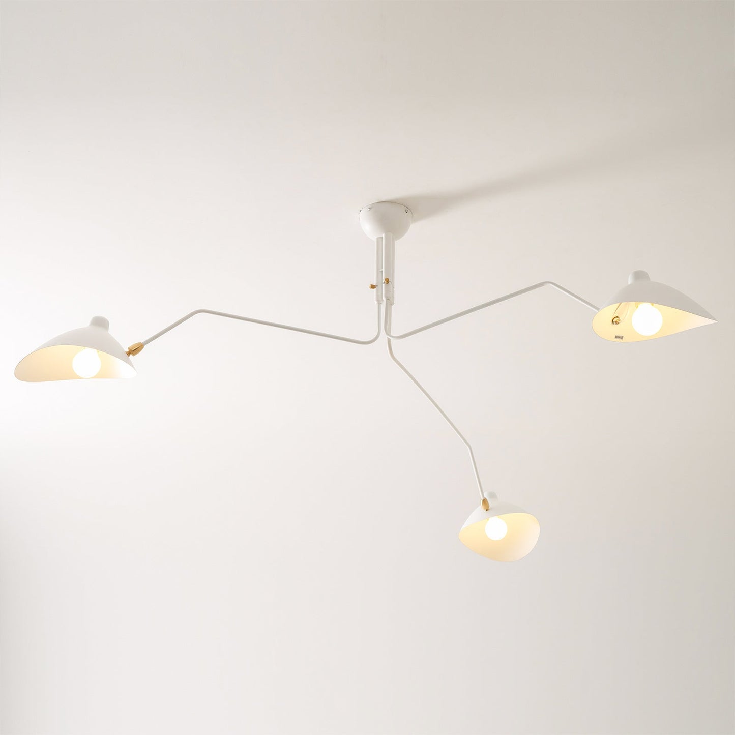 Serge Mouille Ceiling Light | Lacquered Aluminum & Steel | 3-Head Design White/Black