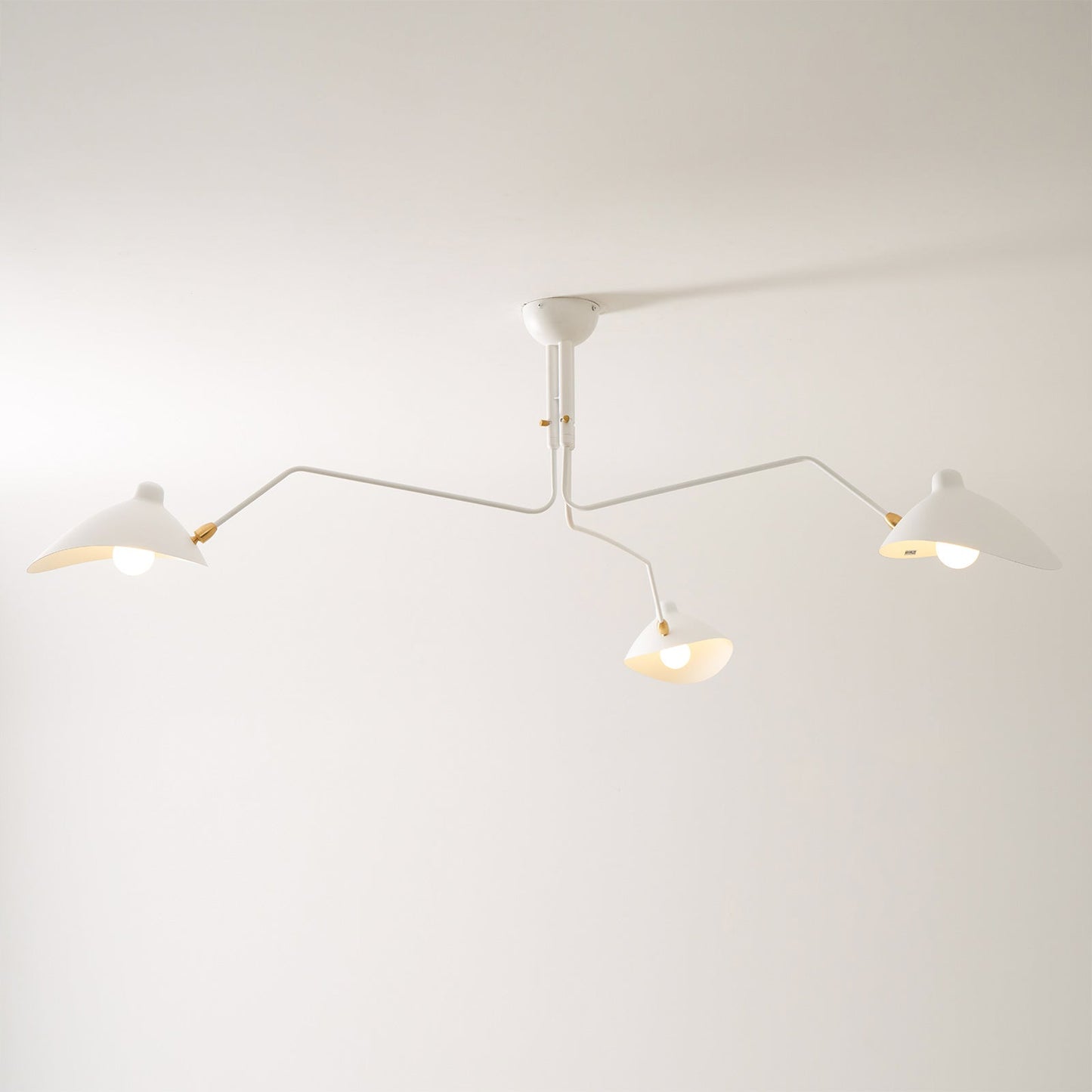 Serge Mouille Ceiling Light | Lacquered Aluminum & Steel | 3-Head Design White/Black