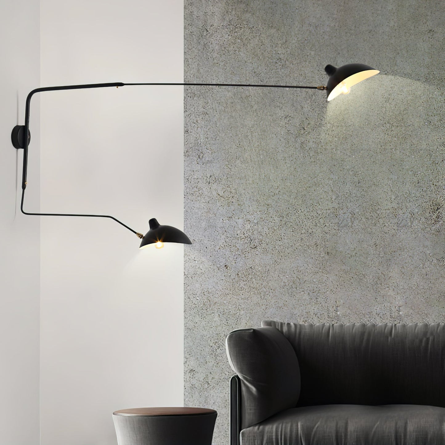 Serge Mouille Wall Sconce | Metal & Aluminum | Black | Set of 2