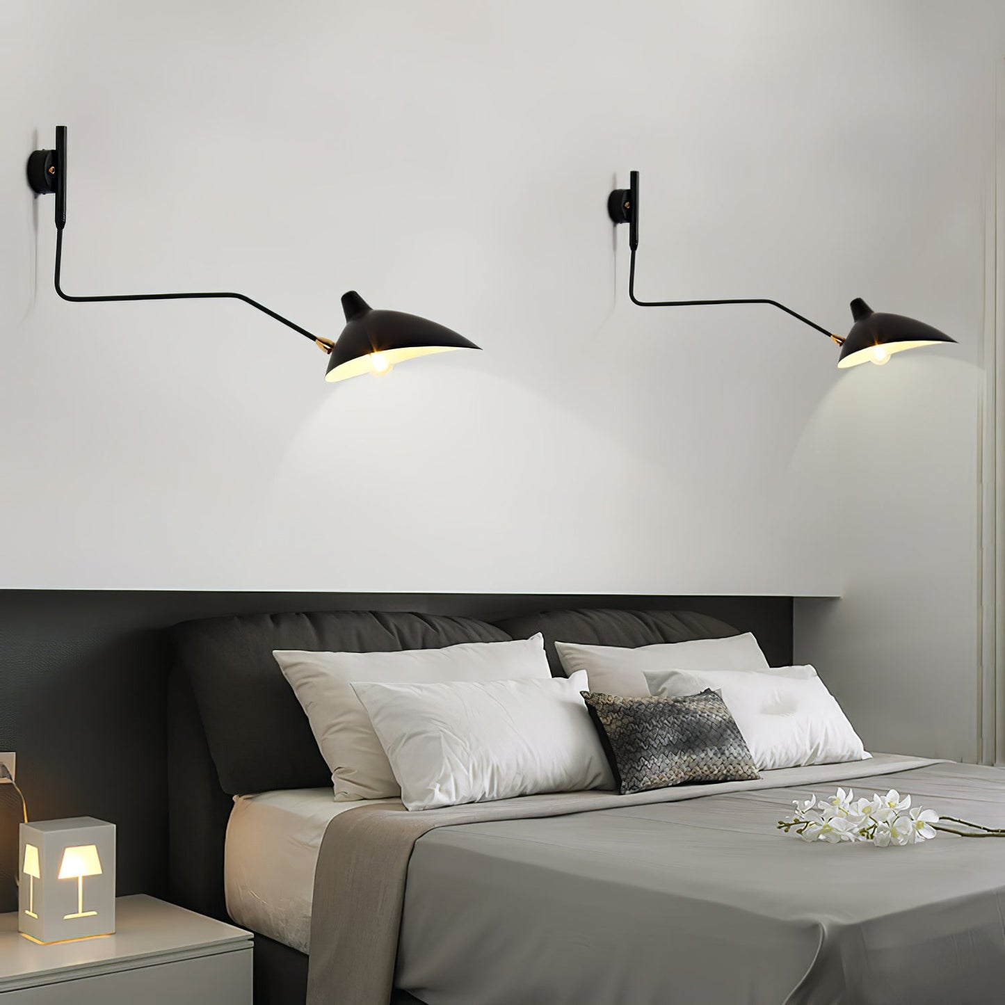 Serge Mouille Wall Sconce | Metal & Aluminum | Black | Set of 2