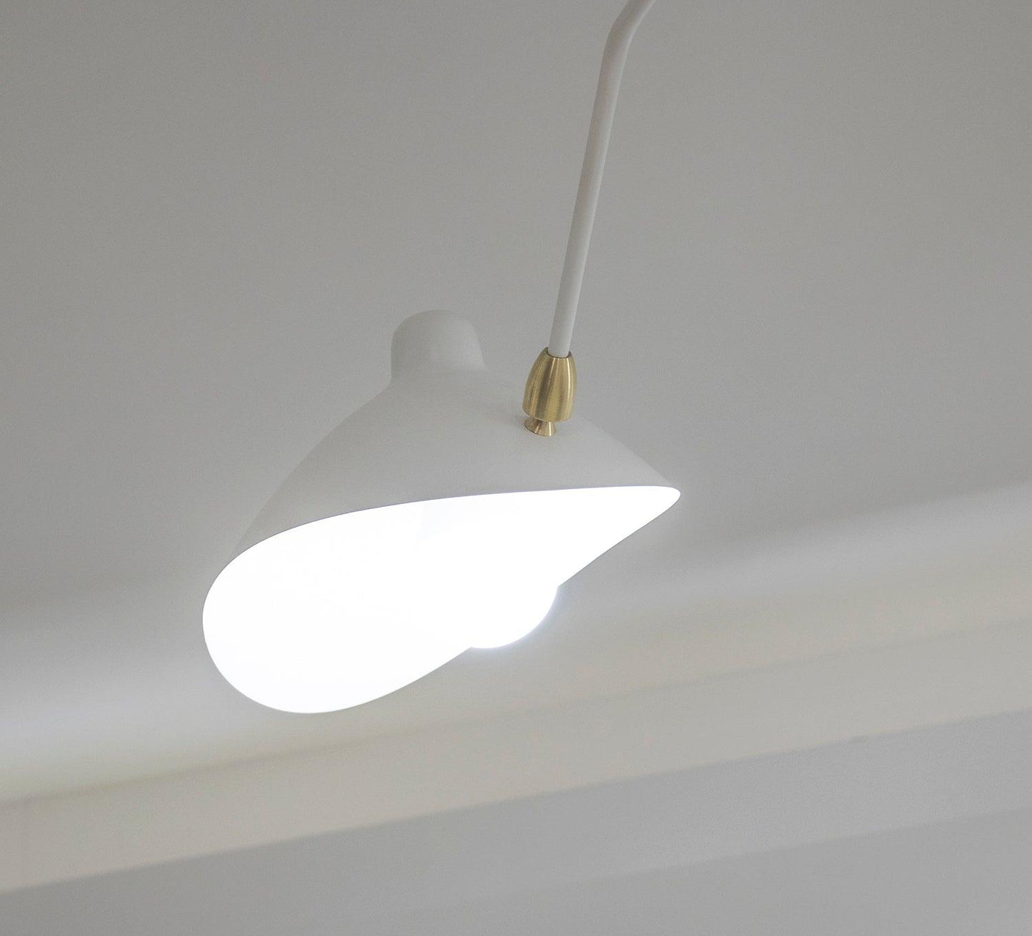 Serge Mouille Three-Arm Ceiling Lamp | Lacquered Aluminum & Steel | White or Black
