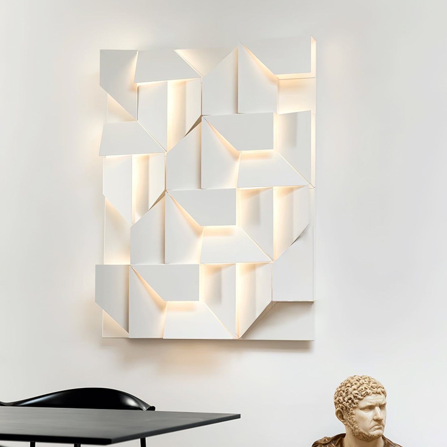Wall Sconce Set | Rechargeable Laser-Cut Aluminum | Matte White