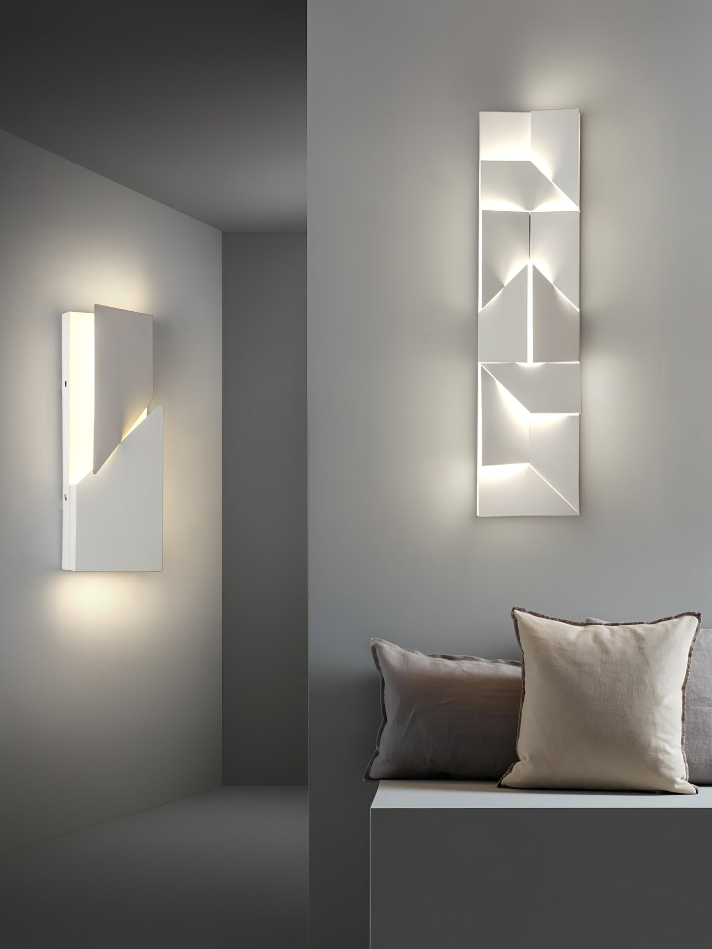 Wall Sconce Set | Rechargeable Laser-Cut Aluminum | Matte White