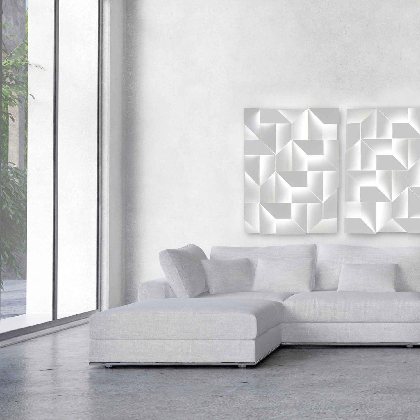 Wall Sconce Set | Rechargeable Laser-Cut Aluminum | Matte White