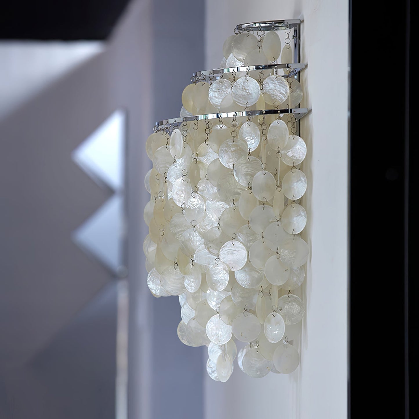 Shell Cascading Wall Light | Chrome-Plated Metal & White Shell | 40cm Diameter