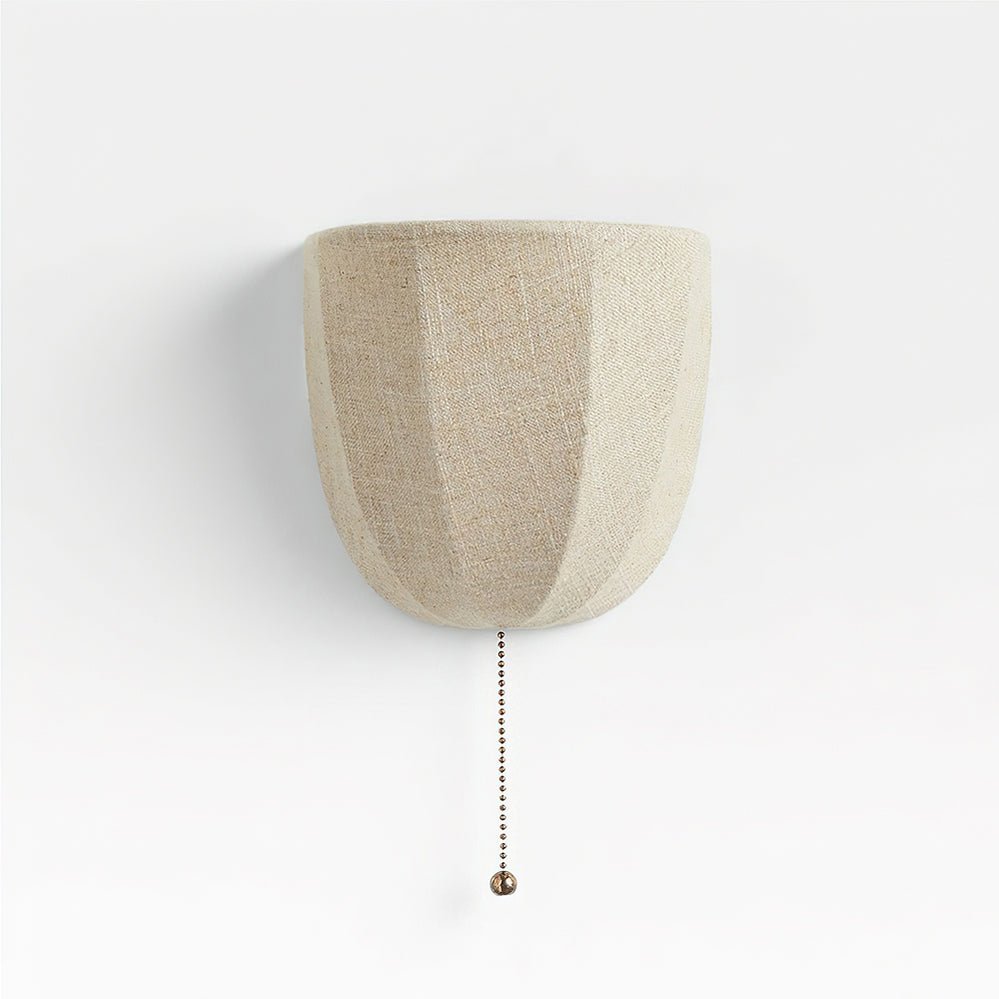 Sienna Linen Wall Sconce | Gold Iron Frame | Rustic Indoor Lighting