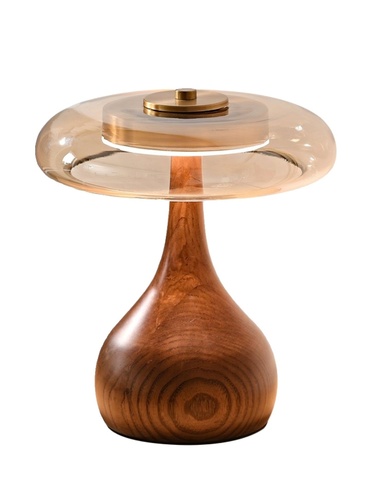 Sienna Table Lamp | Wooden Base & Amber Glass Shade | Three-Color LED