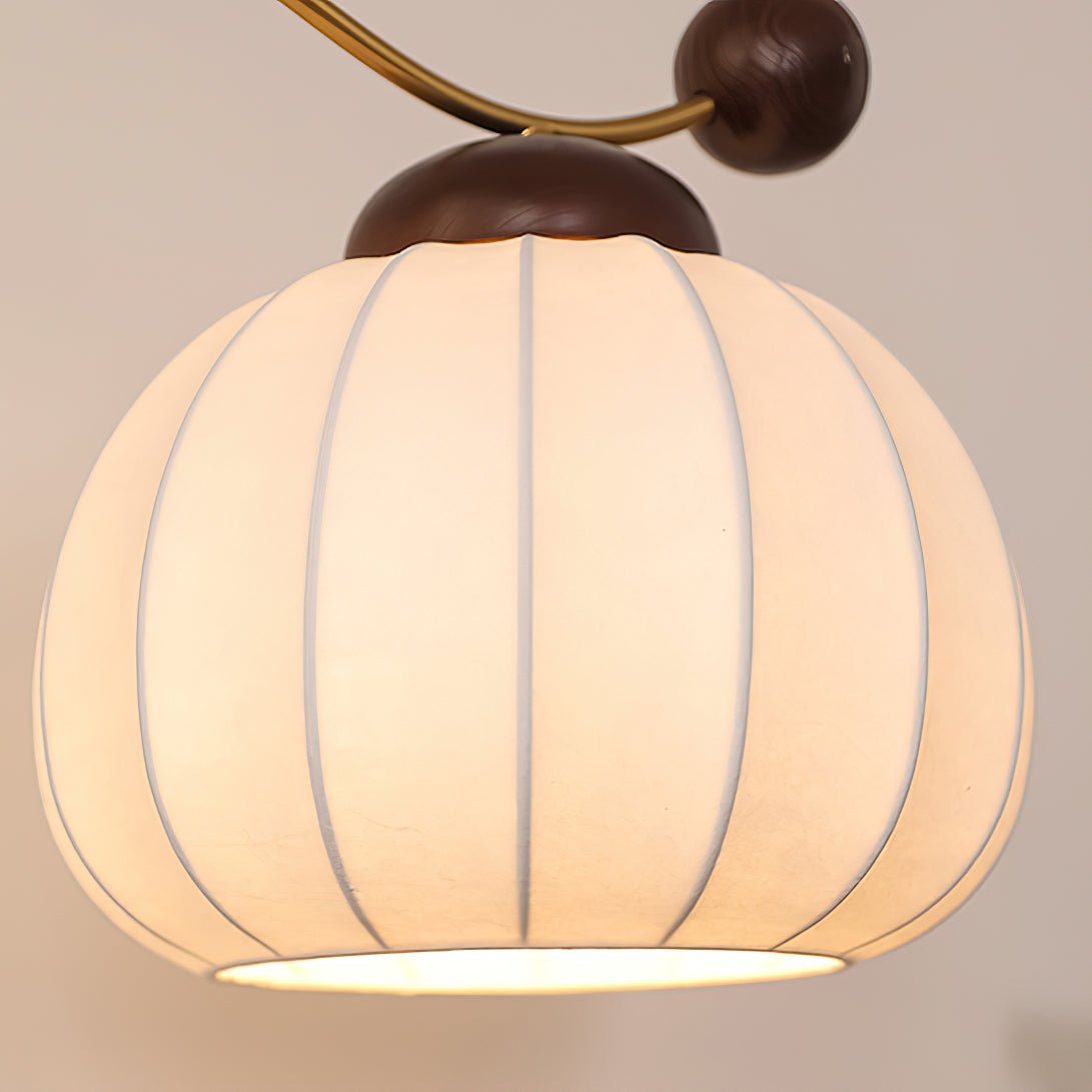 Silk Globe Table Lamp | Walnut Wood & Metal | 20cm Diameter