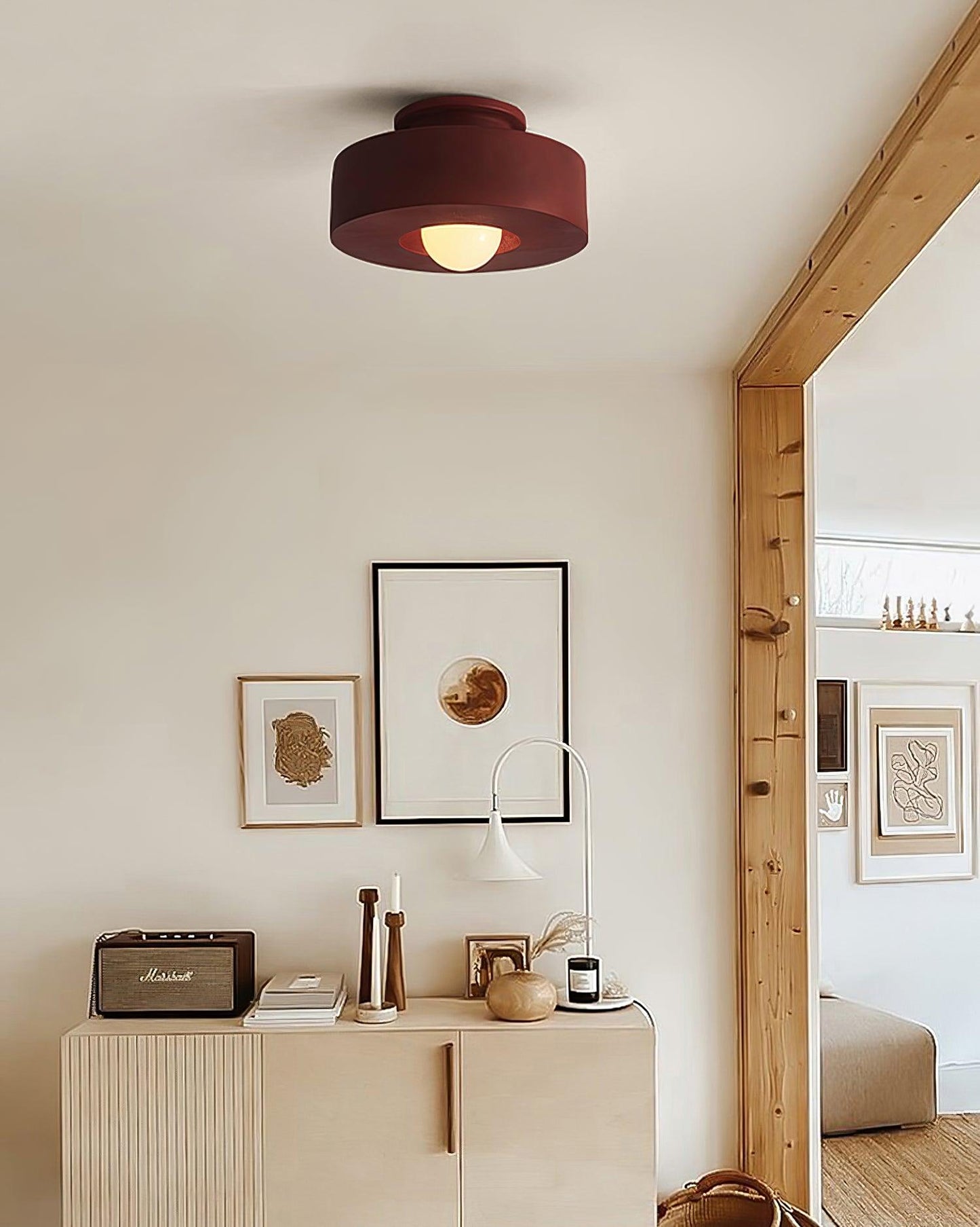 Simon Ceiling Lamp | Resin | 30cm Diameter, Available in Red, Green, Black
