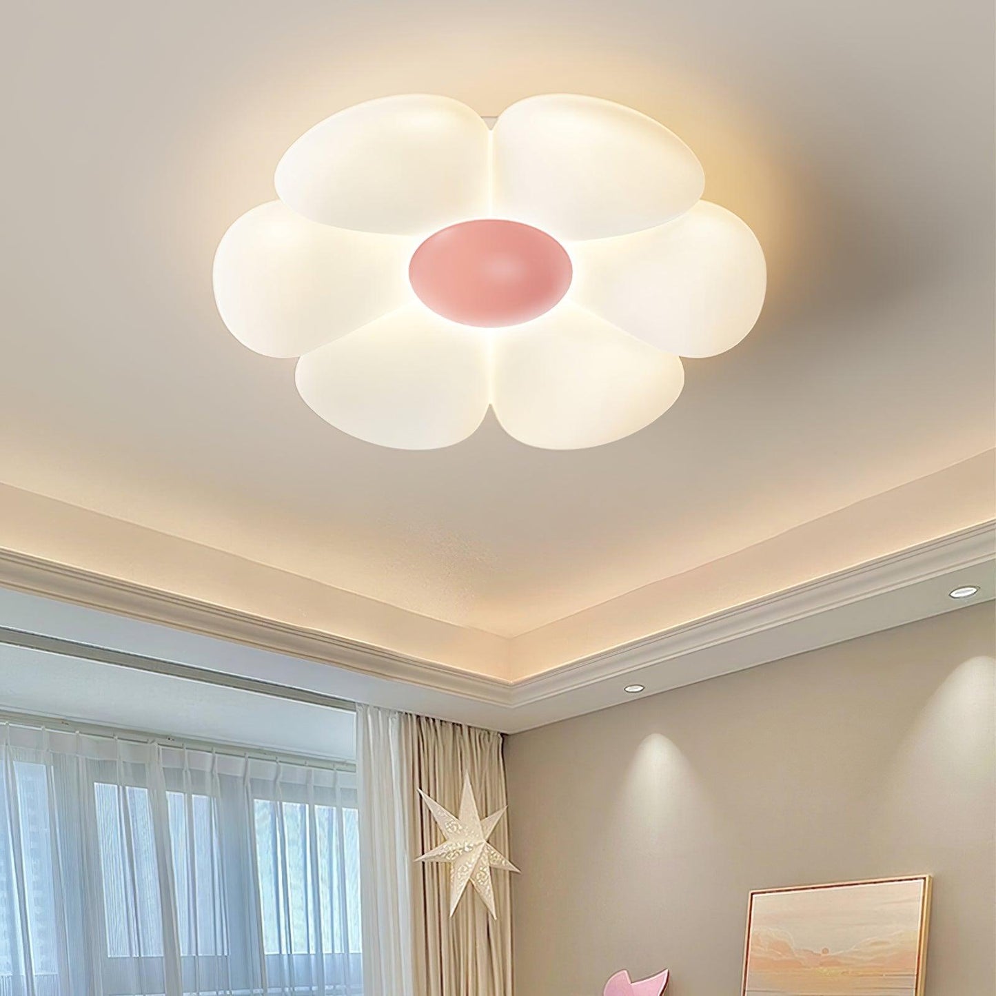 Flower Ceiling Lamp | Metal & Acrylic | 50cm Diameter | Dimmable Options Available