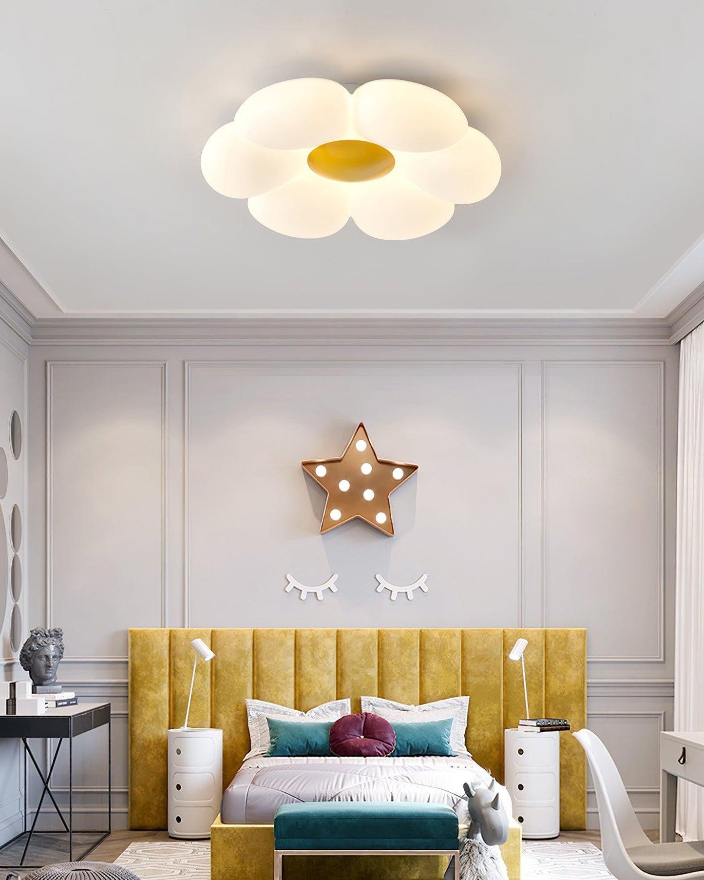Flower Ceiling Lamp | Metal & Acrylic | 50cm Diameter | Dimmable Options Available