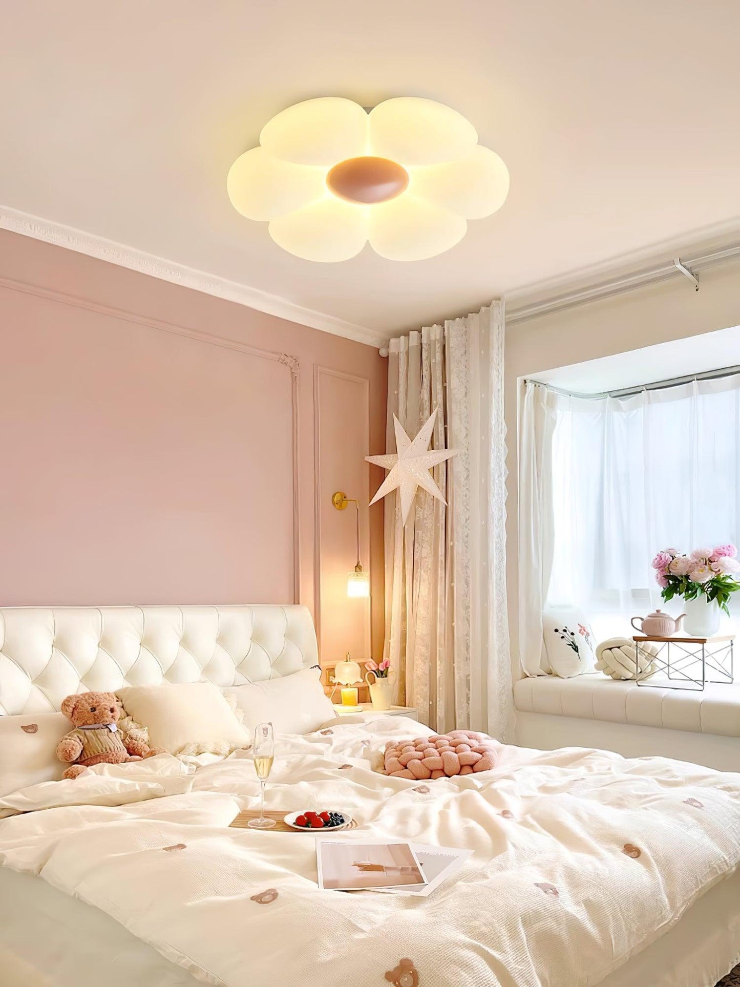 Flower Ceiling Lamp | Metal & Acrylic | 50cm Diameter | Dimmable Options Available