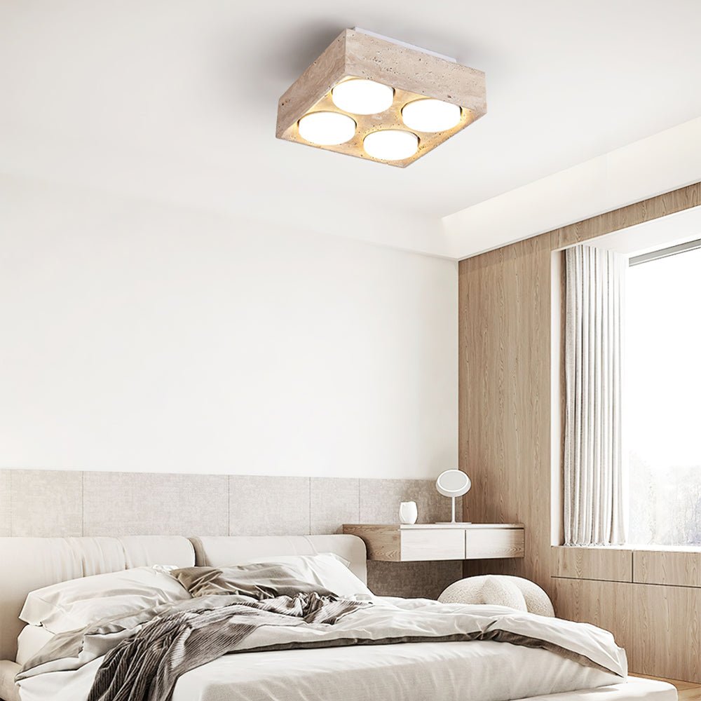 Sky Hole Ceiling Lamp | Yellow Travertine | 10cm Diameter