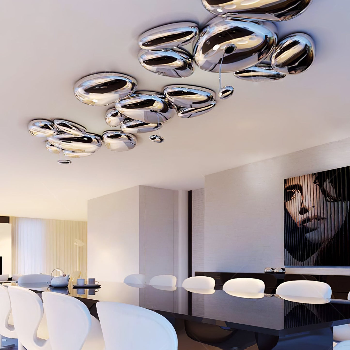 Skydro Ceiling Lamp | Polished Chrome | 5-6 Heads