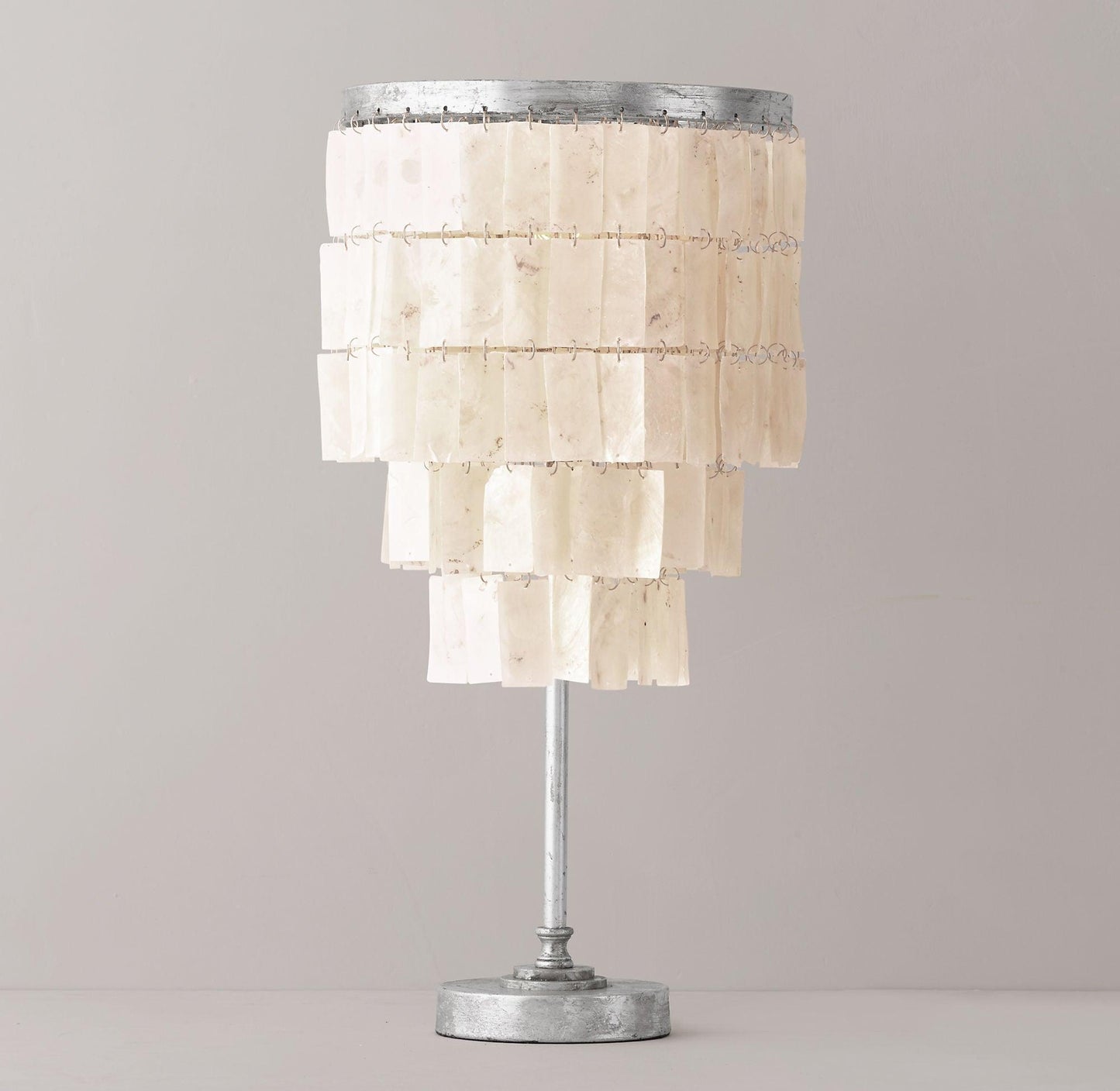 Tiered Table Lamp | Natural Shell & Iron | Silver