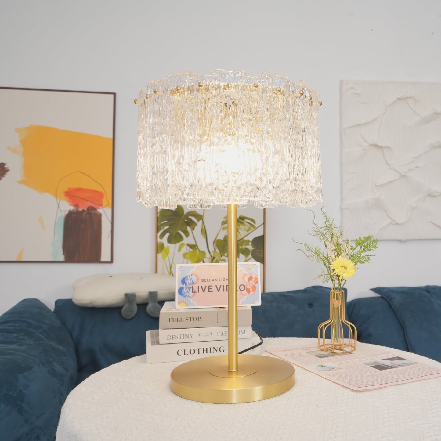 Skylar Table Lamp | Brass & Glass | Clear Finish