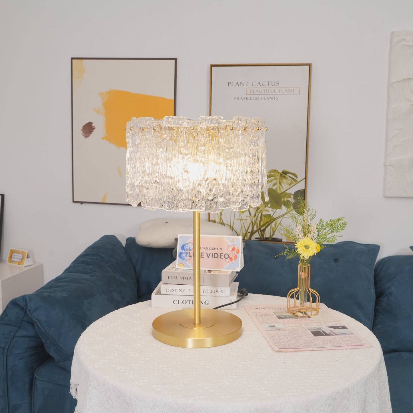 Skylar Table Lamp | Brass & Glass | Clear Finish