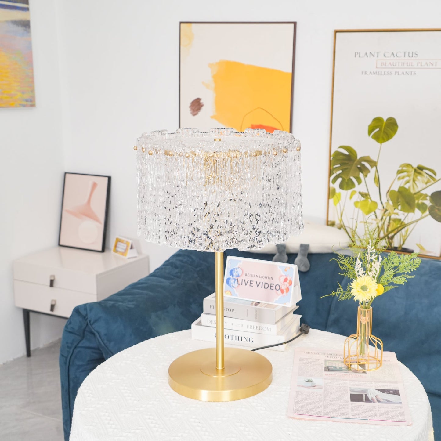 Skylar Table Lamp | Brass & Glass | Clear Finish