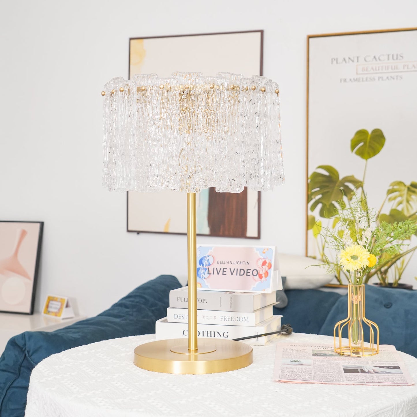Skylar Table Lamp | Brass & Glass | Clear Finish