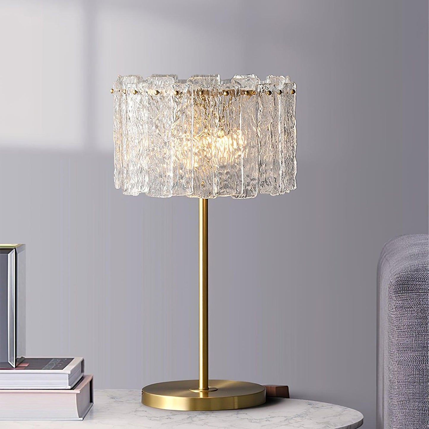 Skylar Table Lamp | Brass & Glass | Clear Finish