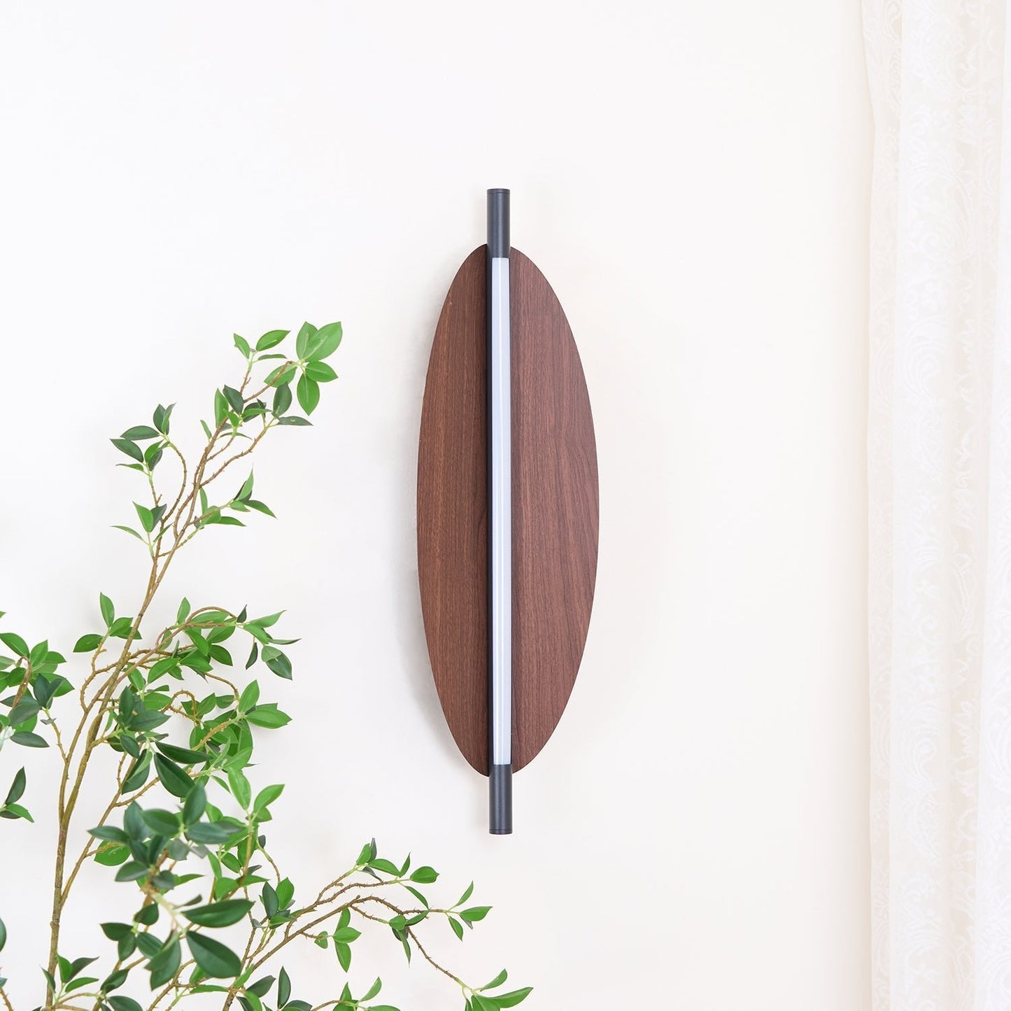 Wall Sconce Light | Walnut Wood Finish | Set of 2